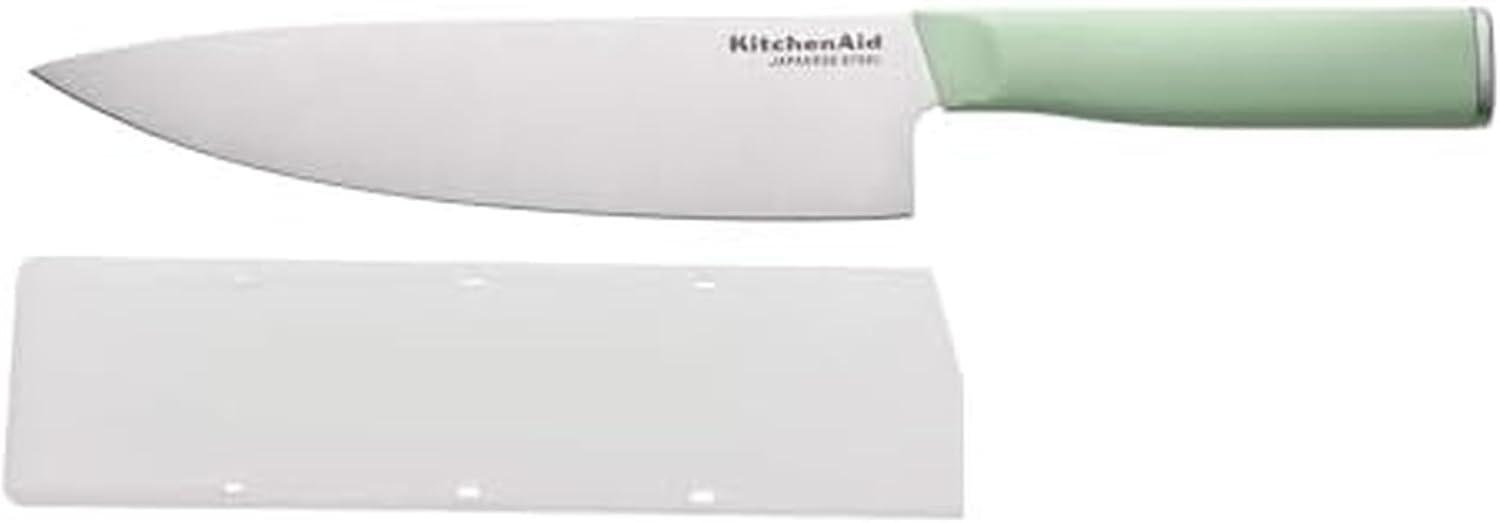 imageKitchenAid Classic Chef Knife with CustomFit Blade Cover Sharp Kitchen Knife HighCarbon Japanese Stainless Steel Blade Blade 8 inch PistachioPistachio
