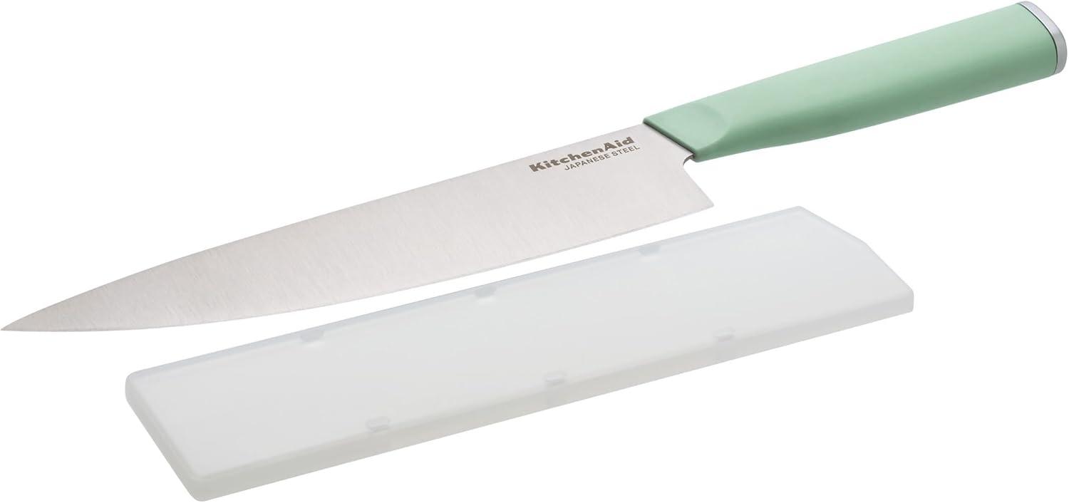 imageKitchenAid Classic Chef Knife with CustomFit Blade Cover Sharp Kitchen Knife HighCarbon Japanese Stainless Steel Blade Blade 8 inch PistachioPistachio