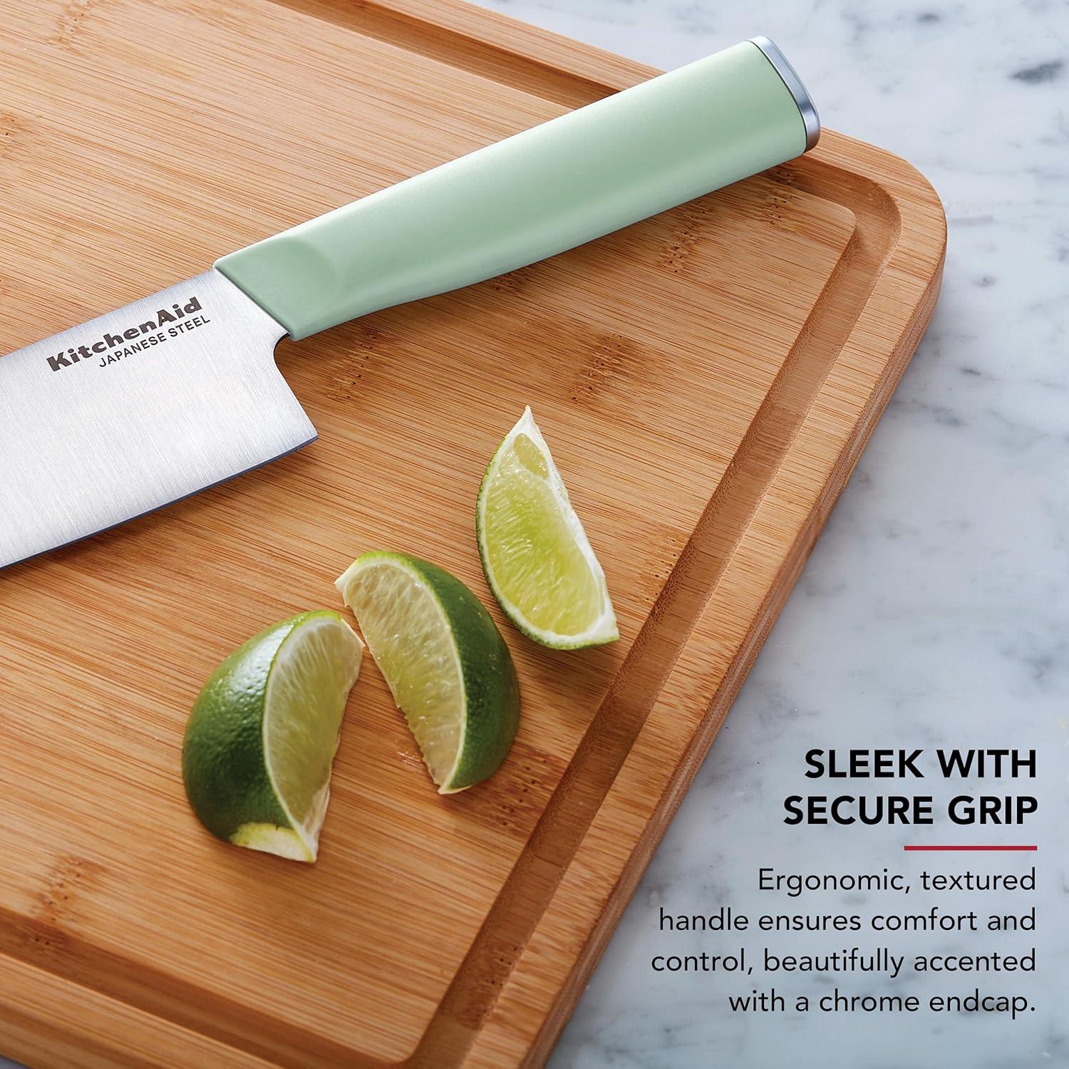 imageKitchenAid Classic Chef Knife with CustomFit Blade Cover Sharp Kitchen Knife HighCarbon Japanese Stainless Steel Blade Blade 8 inch PistachioPistachio