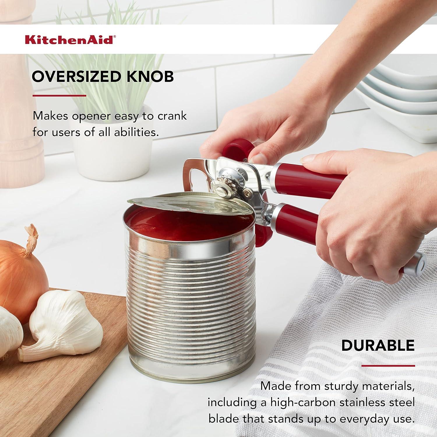 imageKitchenAid Classic Multifunction Can Opener and Bottle Opener Easy to Use Razor Sharp Stainless Steel Cutting Wheel Soft Ergonomic Handles Lavendar CreamEmpire Red