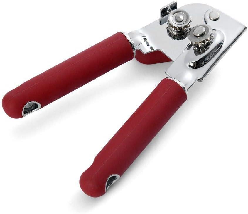 imageKitchenAid Classic Multifunction Can Opener and Bottle Opener Easy to Use Razor Sharp Stainless Steel Cutting Wheel Soft Ergonomic Handles Lavendar CreamSoft Red