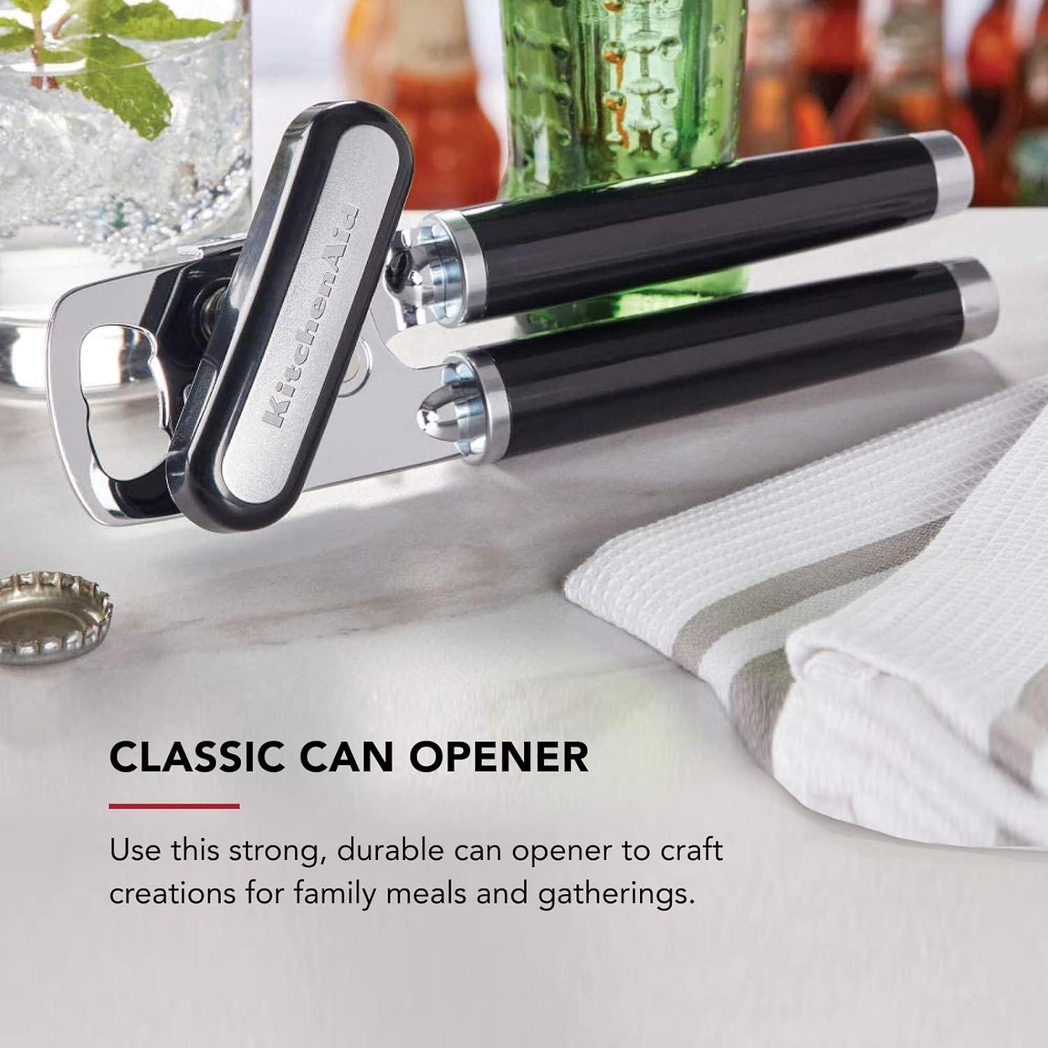 imageKitchenAid Classic Multifunction Can Opener and Bottle Opener Easy to Use Razor Sharp Stainless Steel Cutting Wheel Soft Ergonomic Handles Lavendar CreamBlack