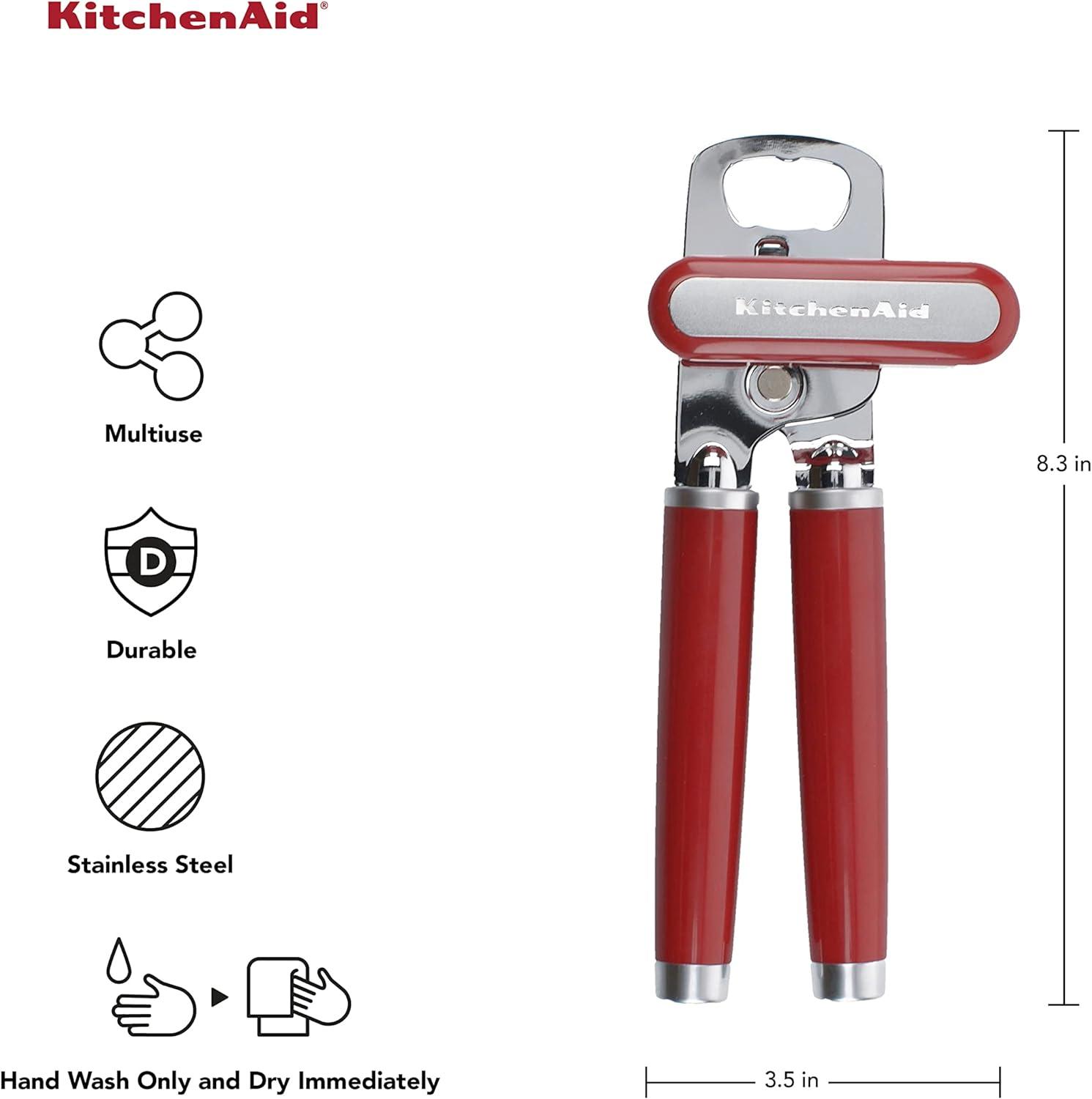 imageKitchenAid Classic Multifunction Can Opener and Bottle Opener Easy to Use Razor Sharp Stainless Steel Cutting Wheel Soft Ergonomic Handles Lavendar CreamEmpire Red
