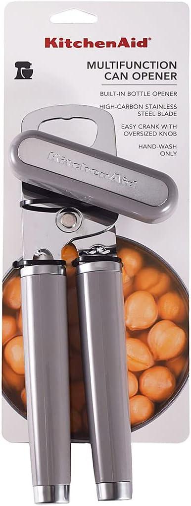 imageKitchenAid Classic Multifunction Can Opener and Bottle Opener Easy to Use Razor Sharp Stainless Steel Cutting Wheel Soft Ergonomic Handles Lavendar CreamGray