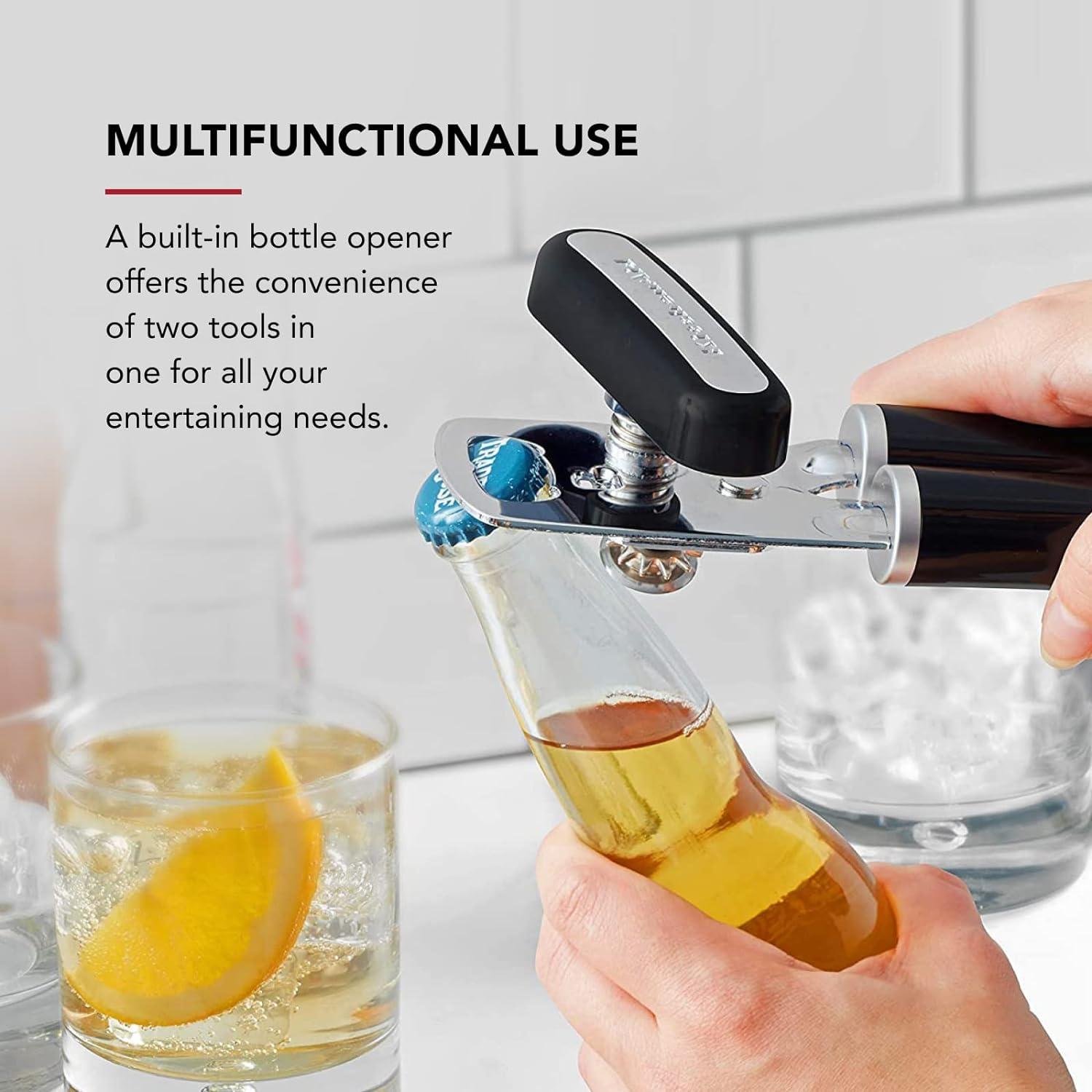 imageKitchenAid Classic Multifunction Can Opener and Bottle Opener Easy to Use Razor Sharp Stainless Steel Cutting Wheel Soft Ergonomic Handles Lavendar CreamBlack