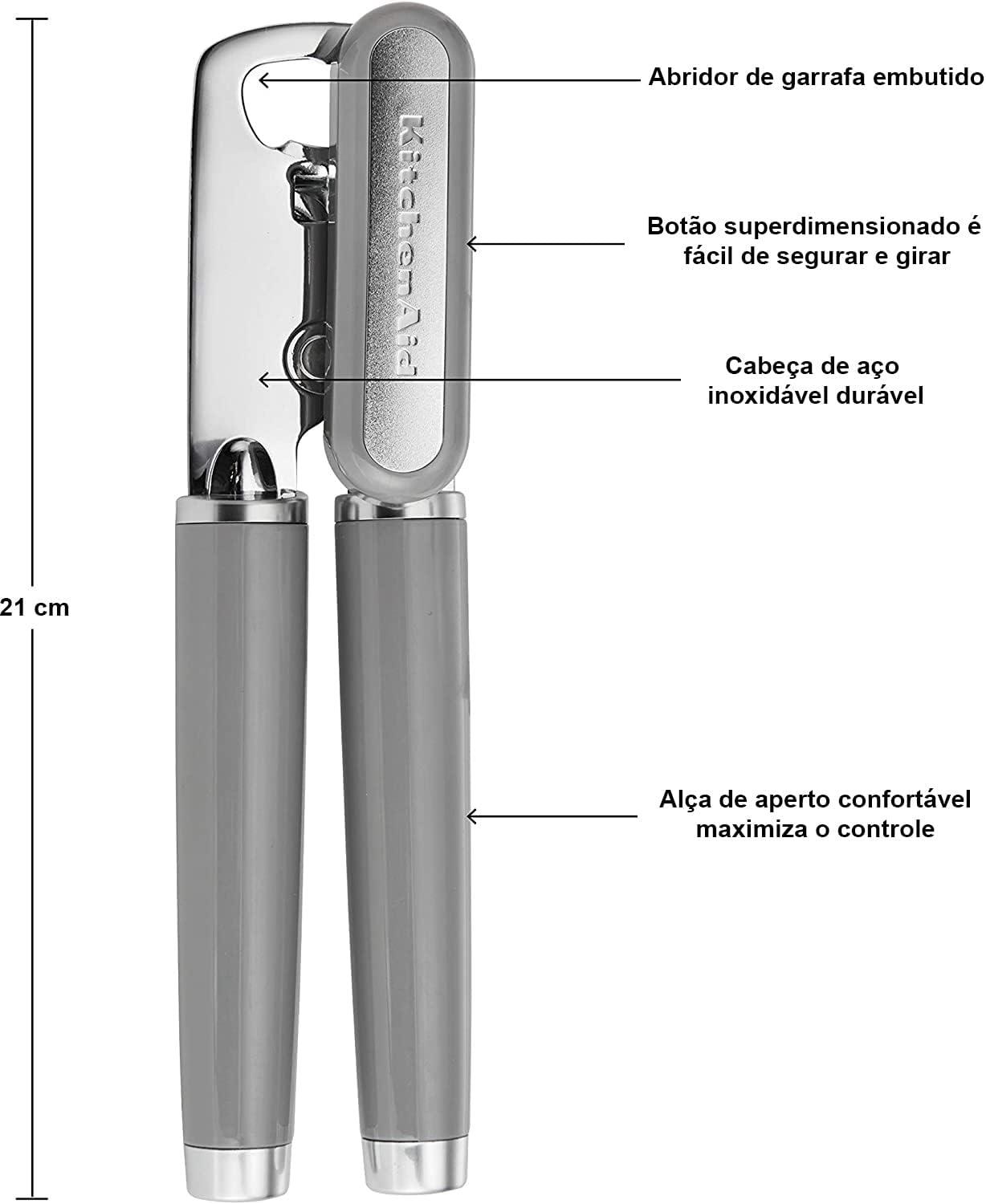 imageKitchenAid Classic Multifunction Can Opener and Bottle Opener Easy to Use Razor Sharp Stainless Steel Cutting Wheel Soft Ergonomic Handles Lavendar CreamGray