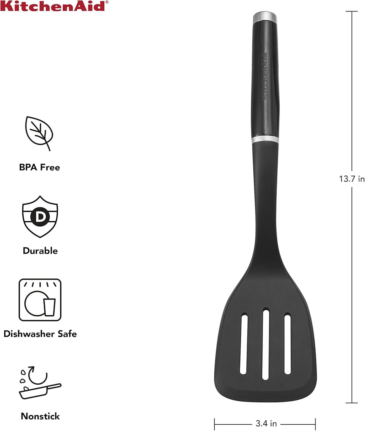 imageKitchenAid Classic Nylon Slotted Turner 1366Inch BlackBlack