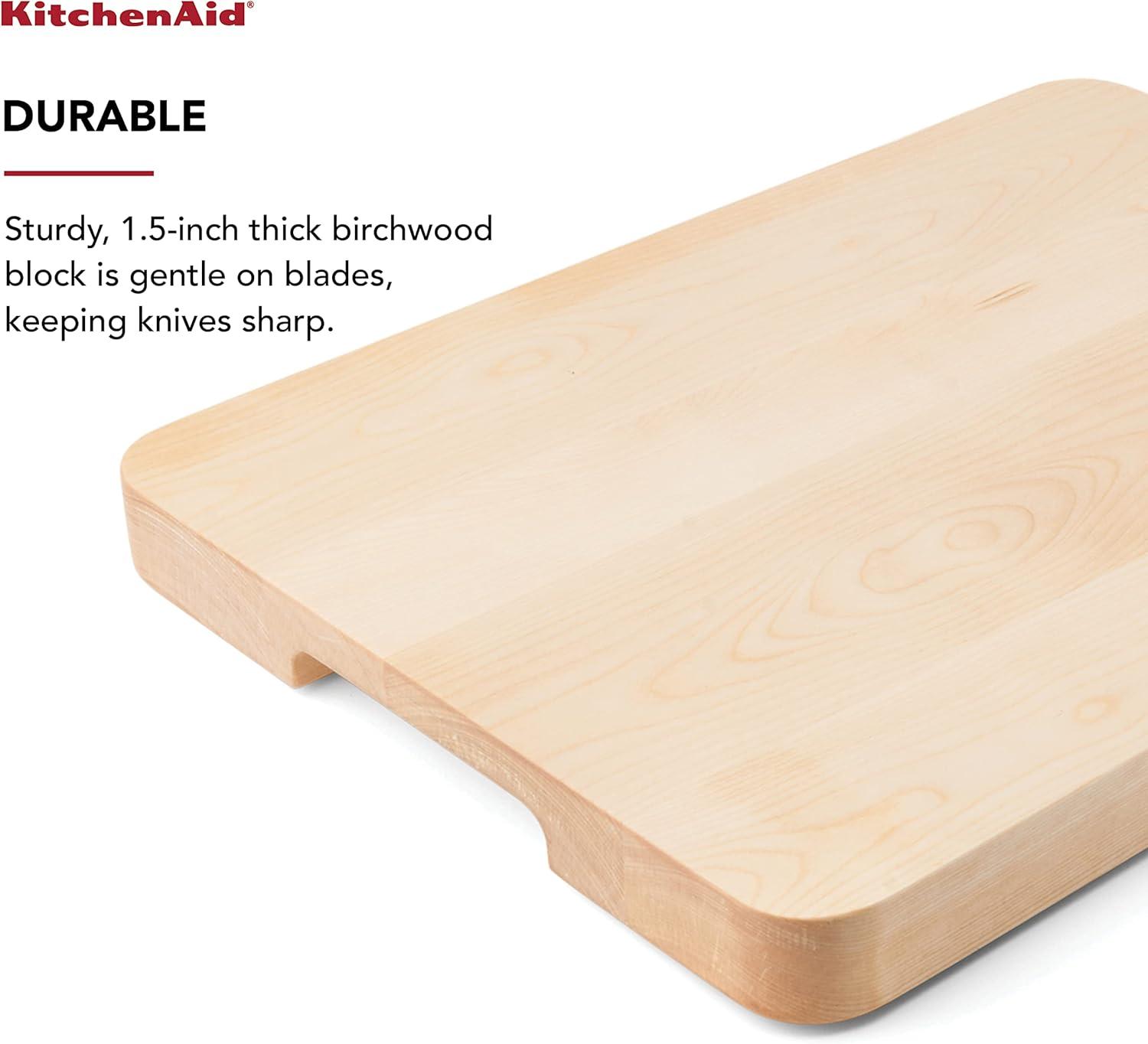 imageKitchenAid Classic Rubberwood Cutting Board with Perimeter Trench Reversible Chopping Board 11inch x 14Inch Natural158L x 12W