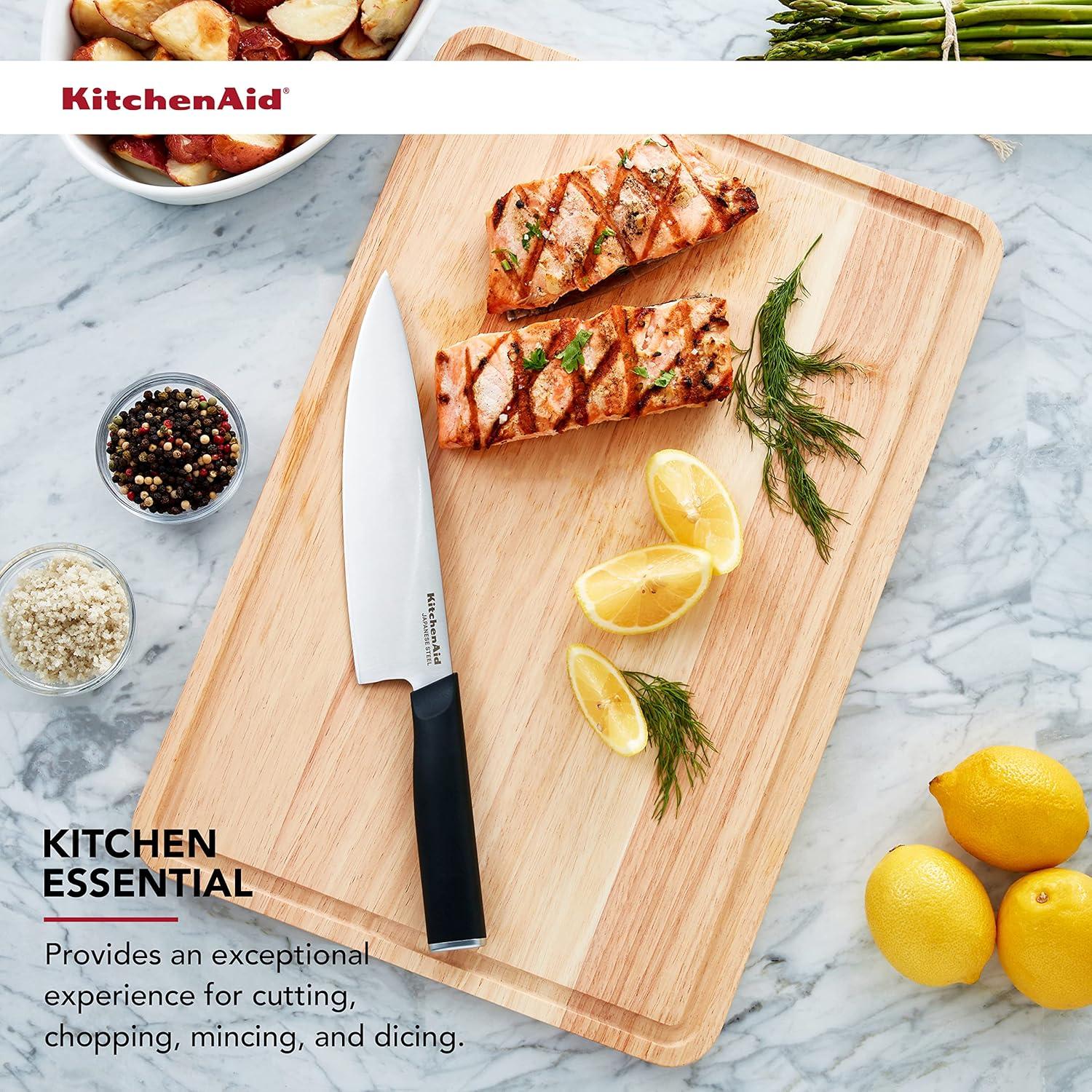 imageKitchenAid Classic Rubberwood Cutting Board with Perimeter Trench Reversible Chopping Board 11inch x 14Inch Natural181L x 12W