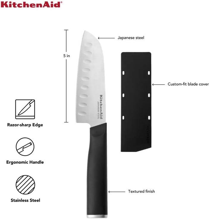 imageKitchenAid Classic Serrated Bread Knife with CustomFit Blade Cover 8inch Sharp Kitchen Knife HighCarbon Japanese Stainless Steel Blade Black5