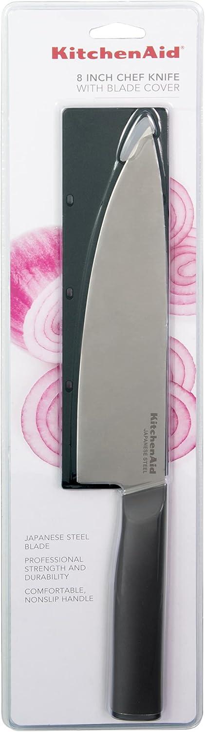 imageKitchenAid Classic Serrated Bread Knife with CustomFit Blade Cover 8inch Sharp Kitchen Knife HighCarbon Japanese Stainless Steel Blade Black8