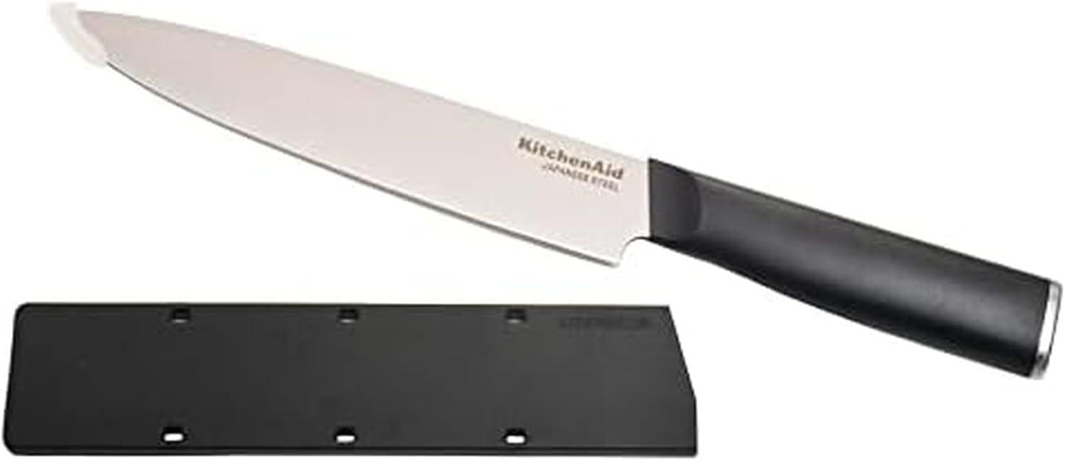 imageKitchenAid Classic Serrated Bread Knife with CustomFit Blade Cover 8inch Sharp Kitchen Knife HighCarbon Japanese Stainless Steel Blade Black8