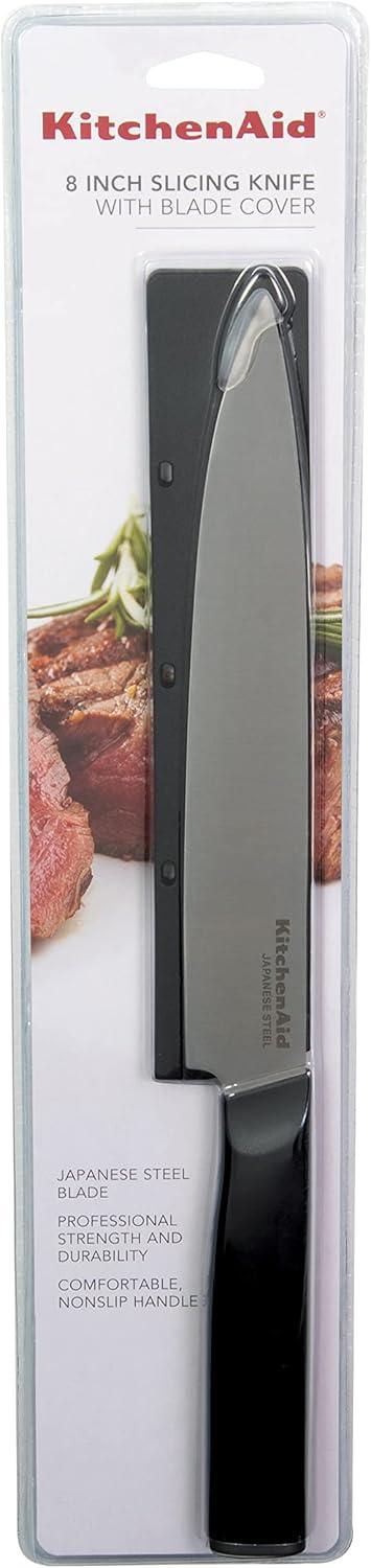 imageKitchenAid Classic Serrated Bread Knife with CustomFit Blade Cover 8inch Sharp Kitchen Knife HighCarbon Japanese Stainless Steel Blade Black8