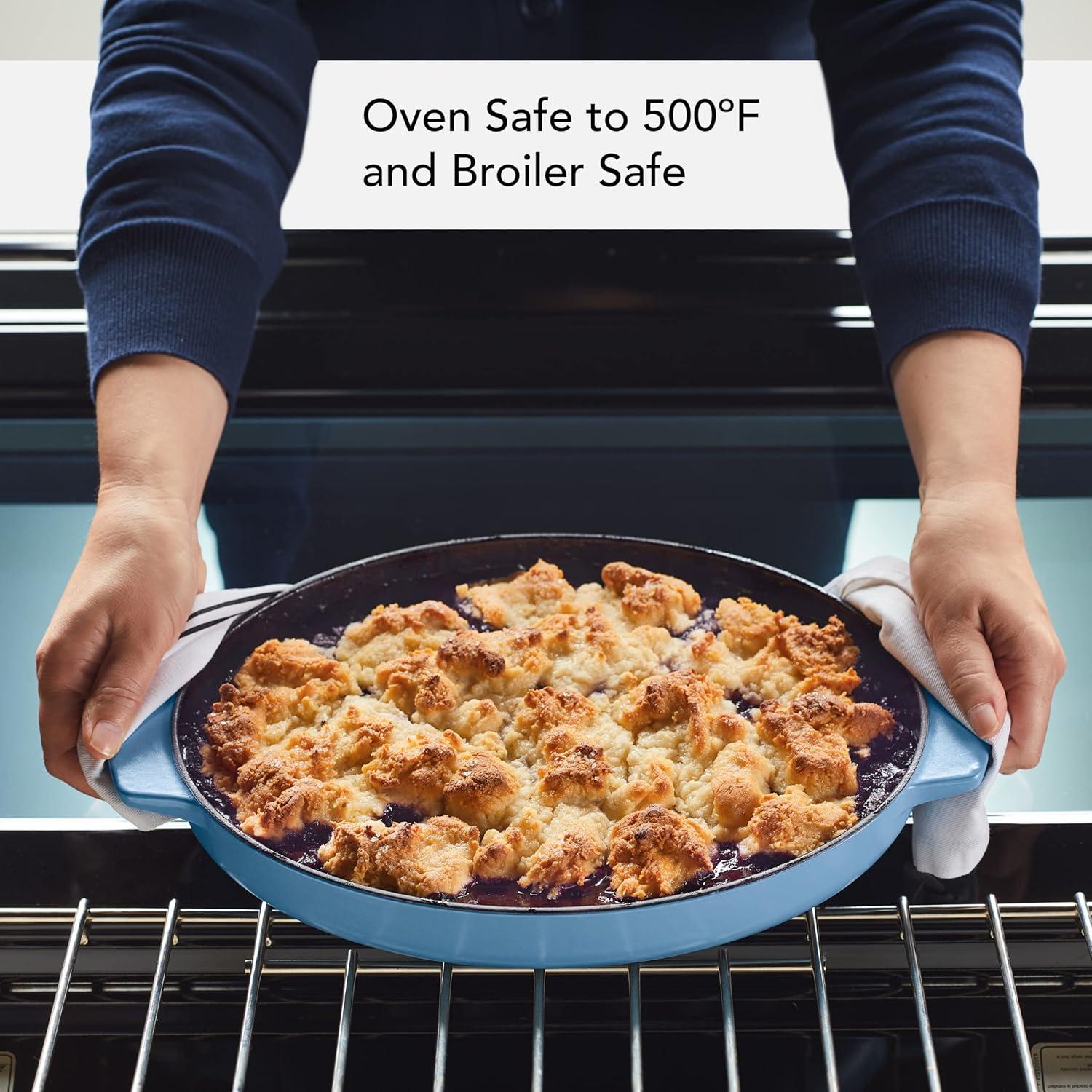 imageKitchenAid Enameled Cast Iron Au Gratin Oval Roasting Pan 25 Quart Blue Velvet