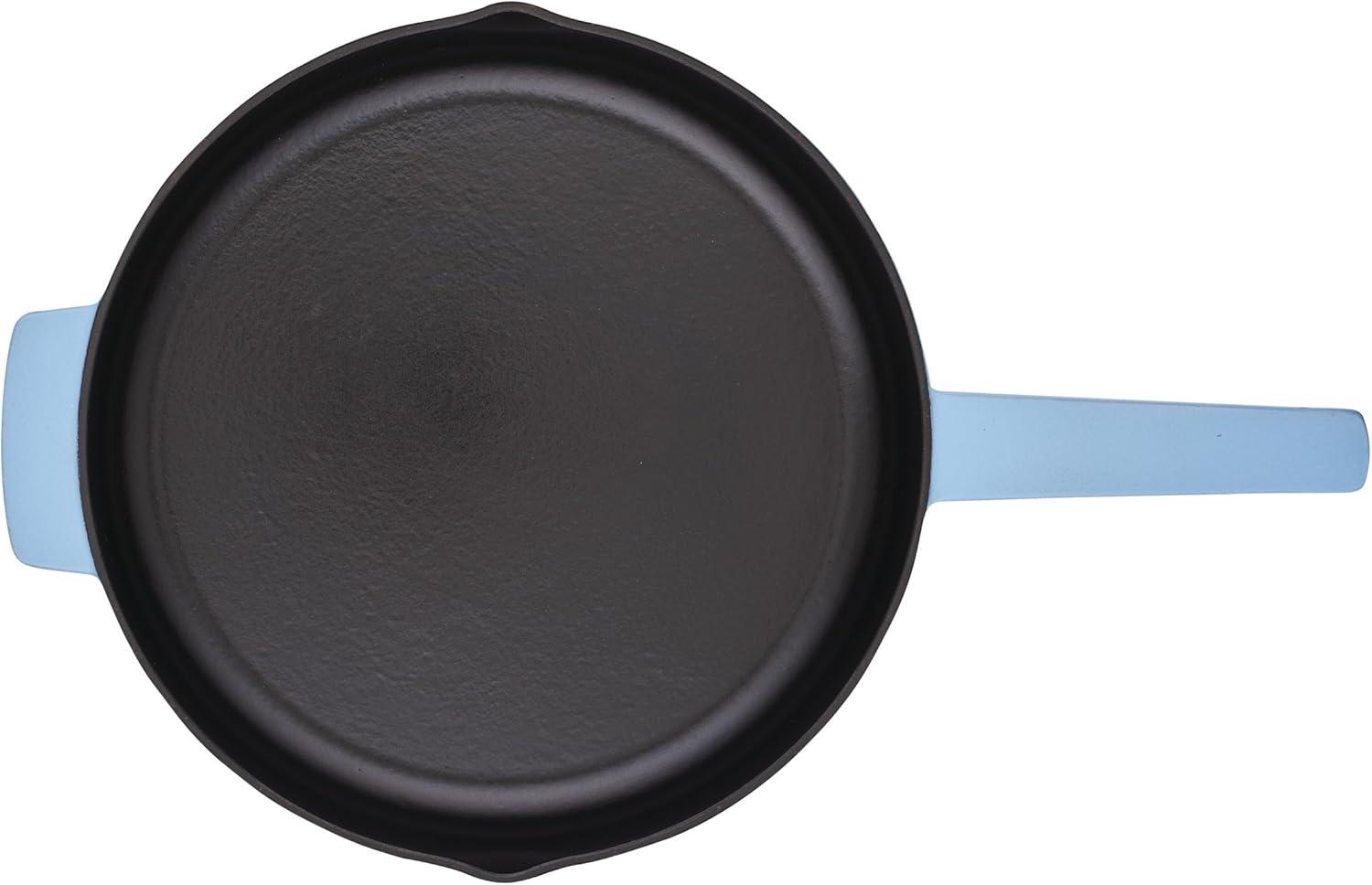imageKitchenAid Enameled Cast Iron Frying PanSkillet with Helper Handle and Pour Spouts 12 Inch PistachioBlue Velvet