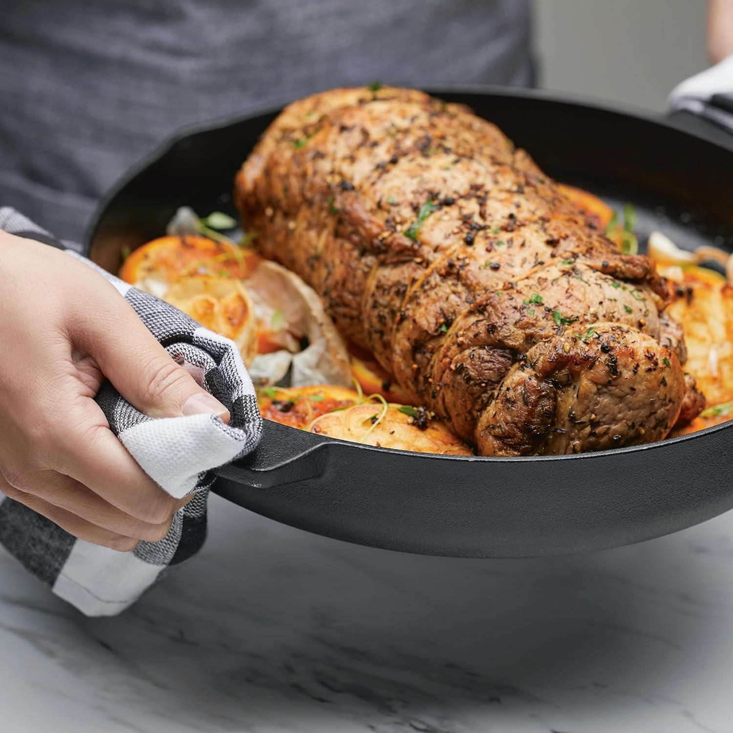 imageKitchenAid Enameled Cast Iron Frying PanSkillet with Helper Handle and Pour Spouts 12 Inch PistachioCast Iron Black