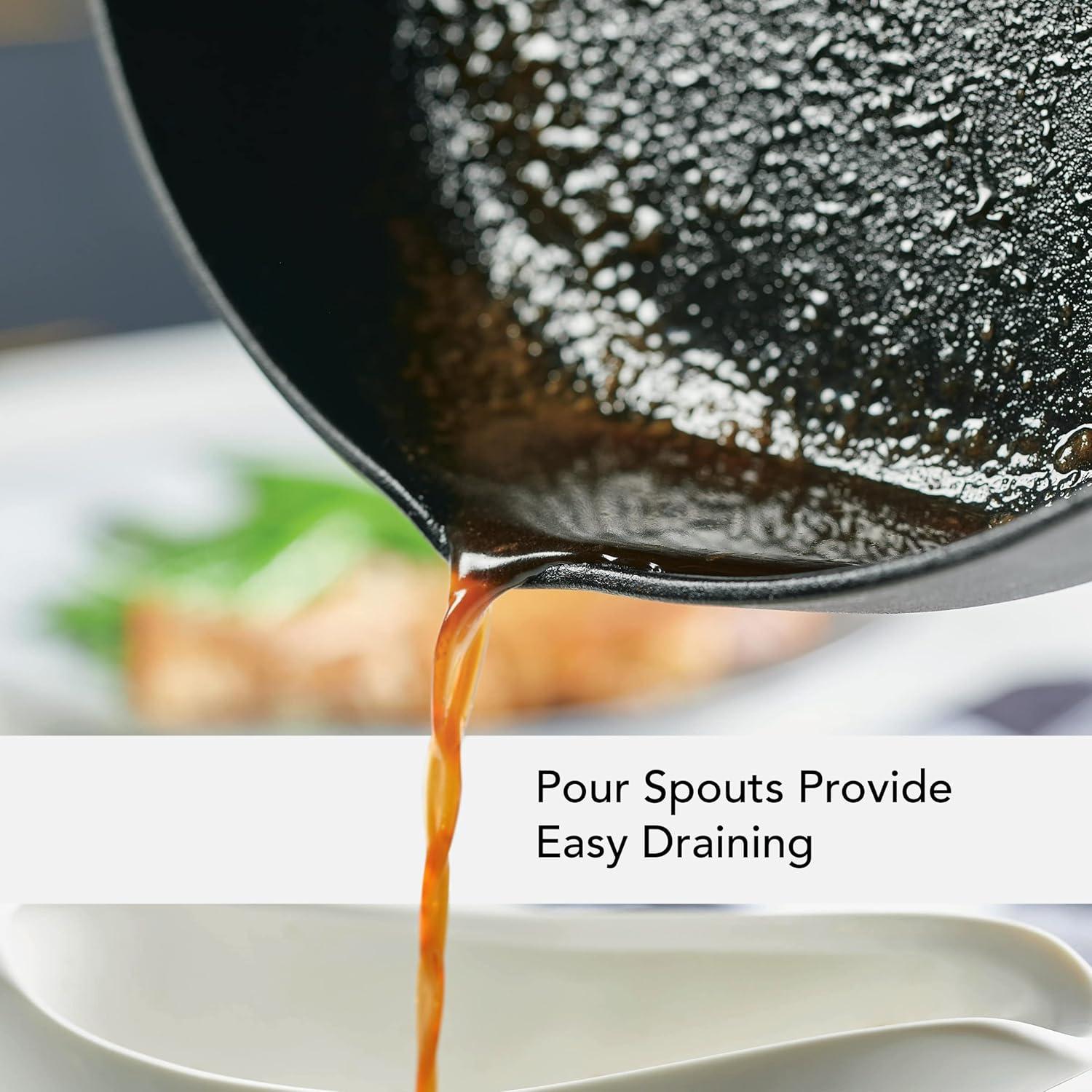 imageKitchenAid Enameled Cast Iron Frying PanSkillet with Helper Handle and Pour Spouts 12 Inch PistachioCast Iron Black