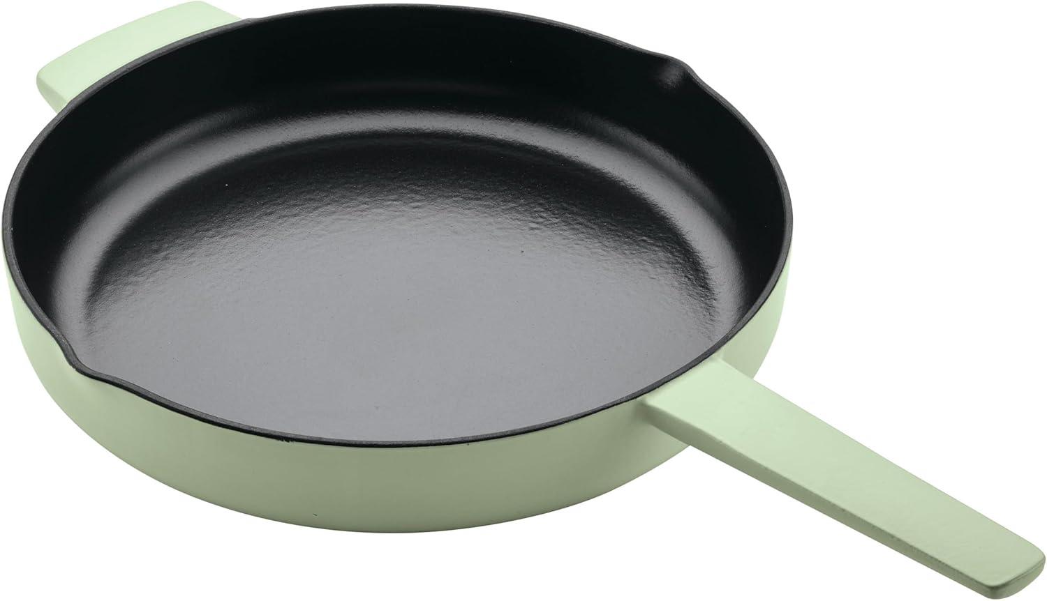 imageKitchenAid Enameled Cast Iron Frying PanSkillet with Helper Handle and Pour Spouts 12 Inch PistachioPistachio