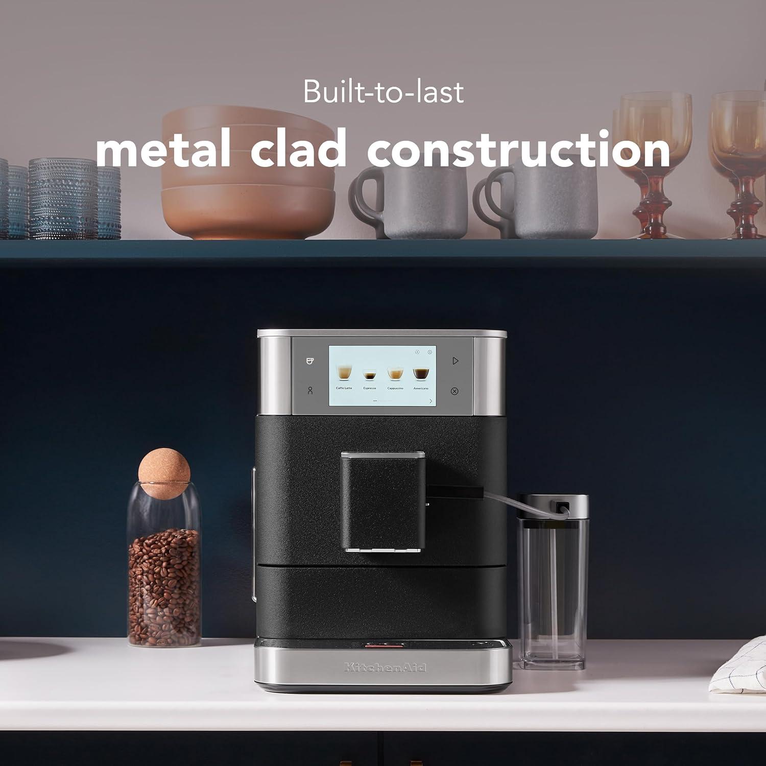 imageKitchenAid Fully Automatic Espresso Machine KF8 with Milk Attachment ampamp Plant Based Milk Options KES8558JP JuniperCast Iron Black