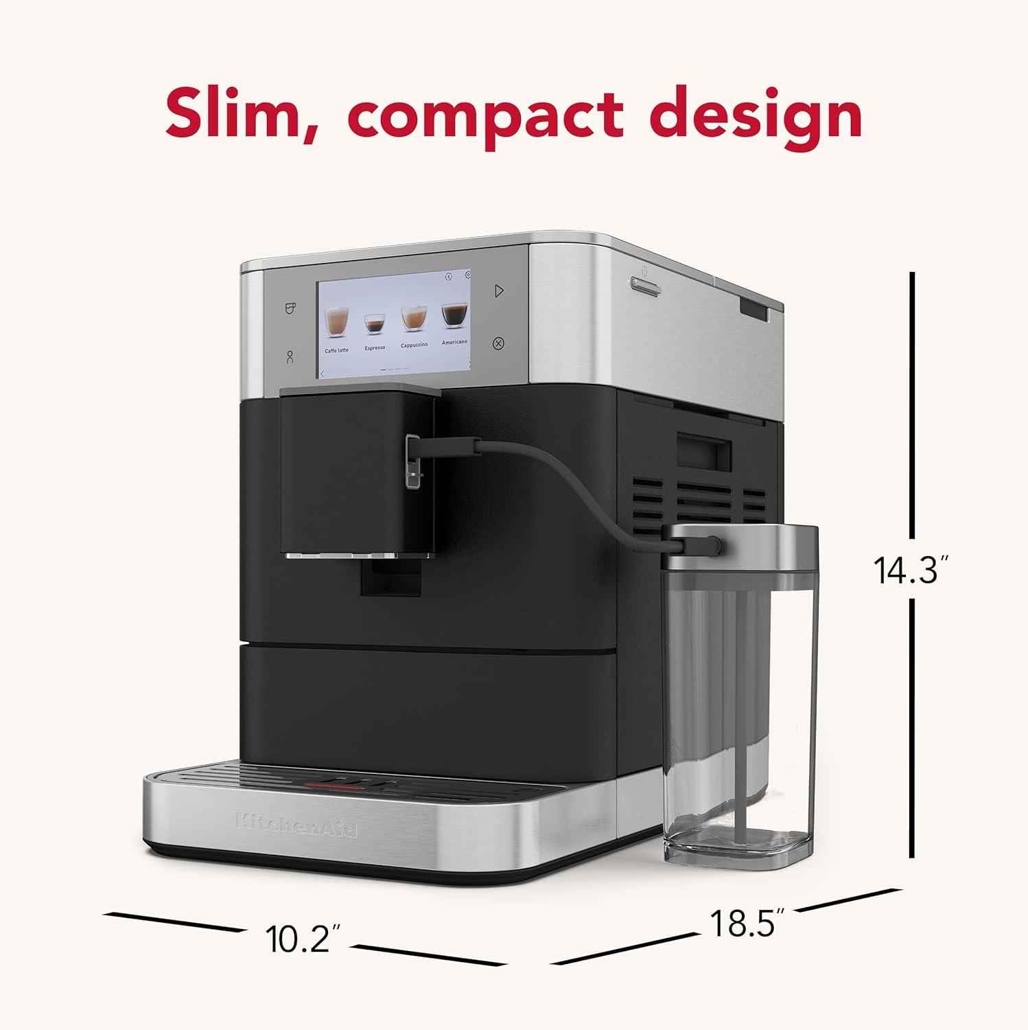 imageKitchenAid Fully Automatic Espresso Machine KF8 with Milk Attachment ampamp Plant Based Milk Options KES8558JP JuniperCast Iron Black