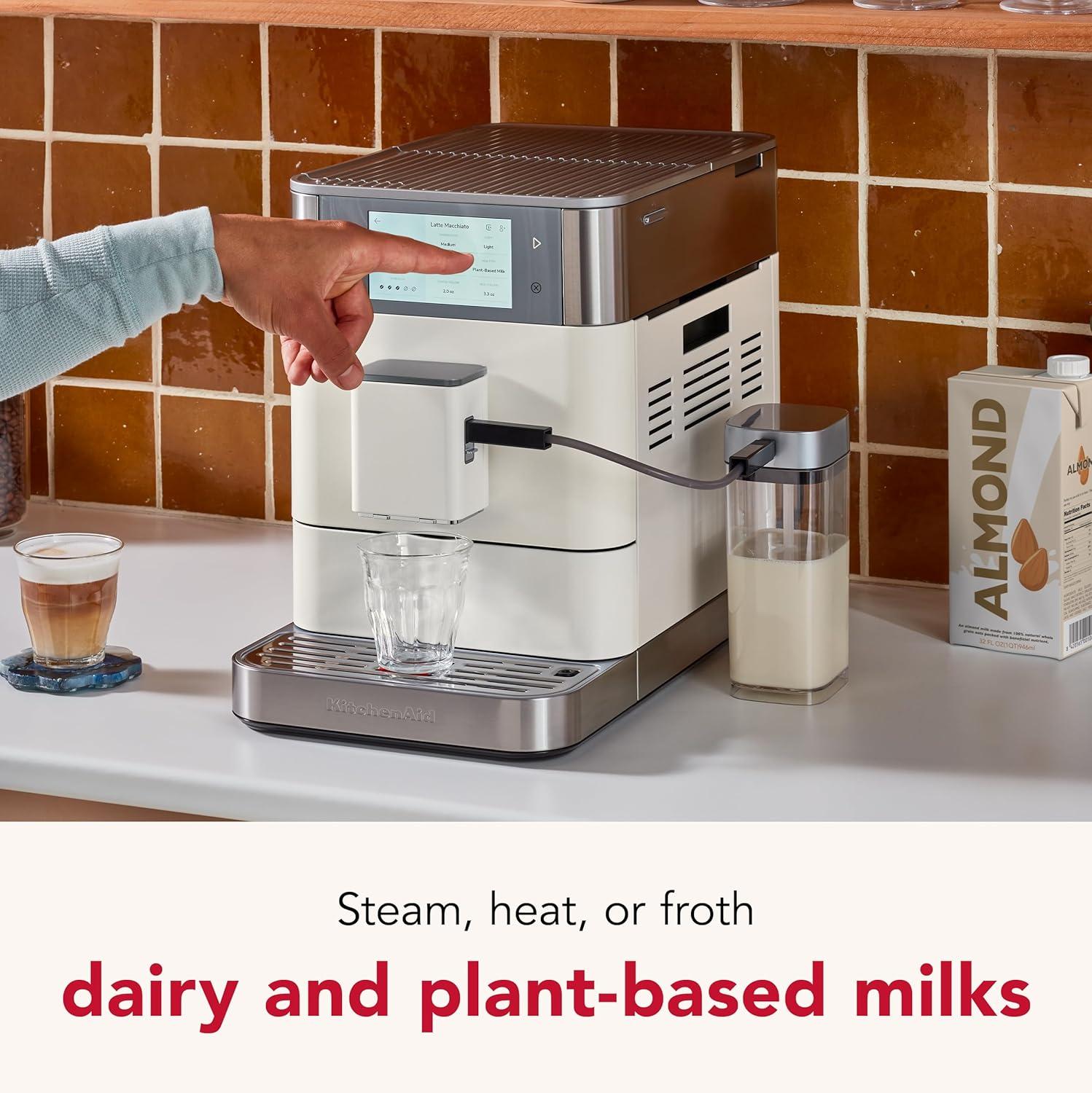 imageKitchenAid Fully Automatic Espresso Machine KF8 with Milk Attachment ampamp Plant Based Milk Options KES8558JP JuniperPorcelain