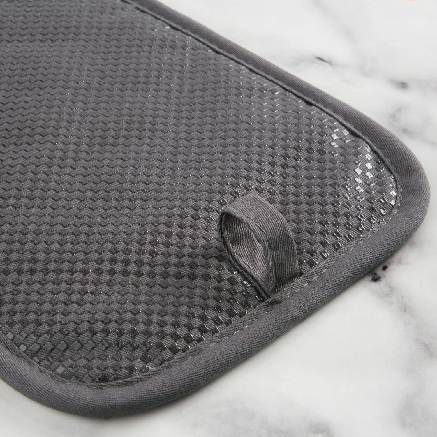 imageKitchenAid Gingham Pot Holder 2Pack Set Aqua Sky 7quotx10quotCharcoal Grey