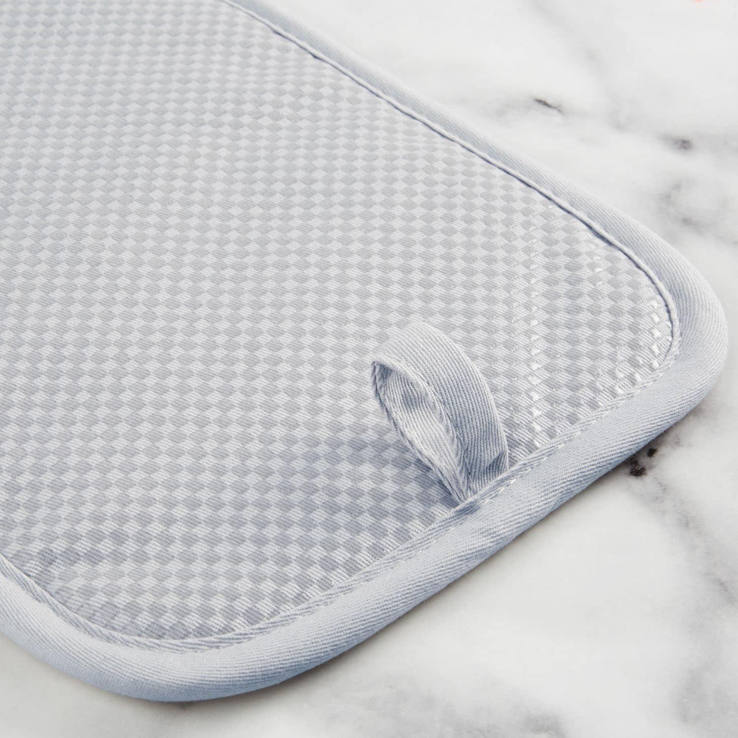 imageKitchenAid Gingham Pot Holder 2Pack Set Aqua Sky 7quotx10quotMatte Grey