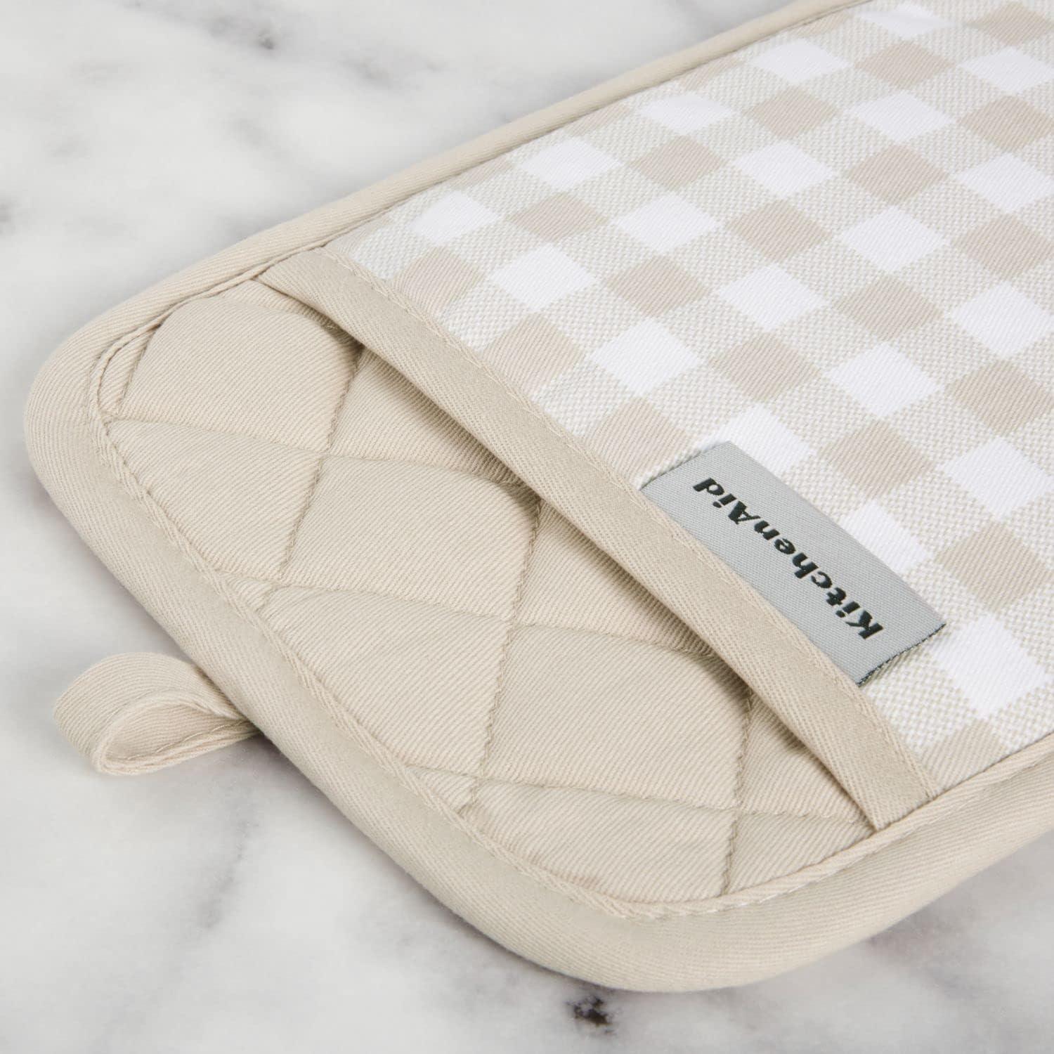 imageKitchenAid Gingham Pot Holder 2Pack Set Aqua Sky 7quotx10quotMilkshake