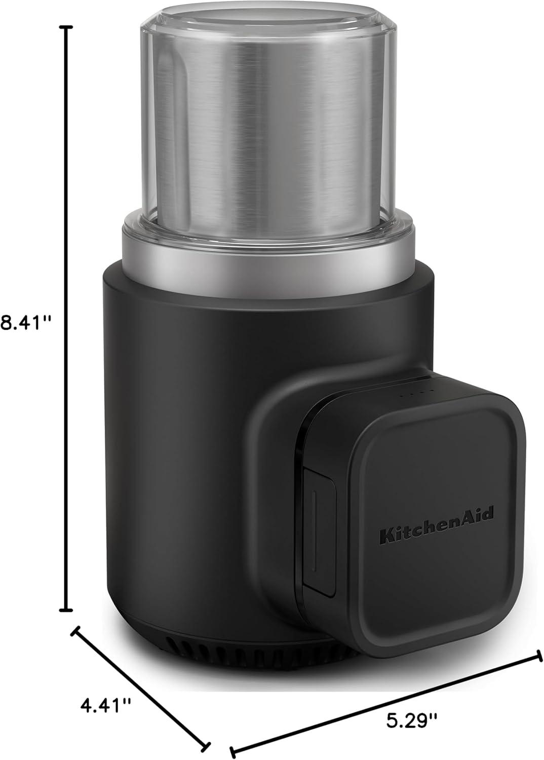 imageKitchenAid Go Cordless Personal Blender battery included KSBR256 Black MatteBlade Grinder