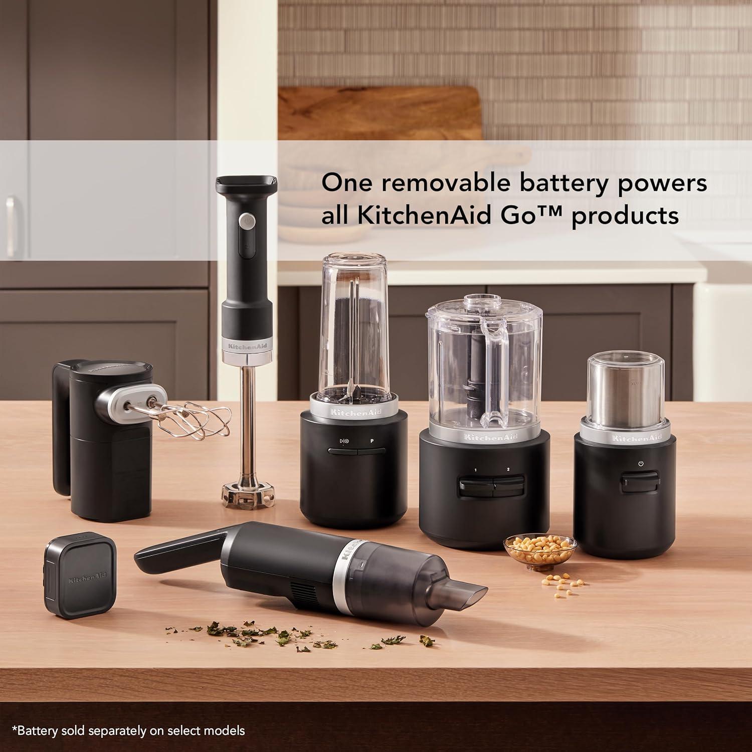 imageKitchenAid Go Cordless Personal Blender battery included KSBR256 Black MatteBlade Grinder