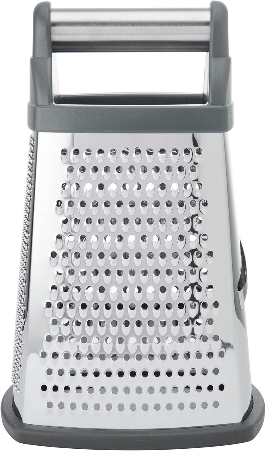 imageKitchenAid Gourmet 4Sided Stainless Steel Box Grater for Fine Medium and Coarse Grate and Slicing Detachable 3 Cup Storage Container and Measurment Markings Dishwasher Safe 10 inches tall BlackCharcoal Gray