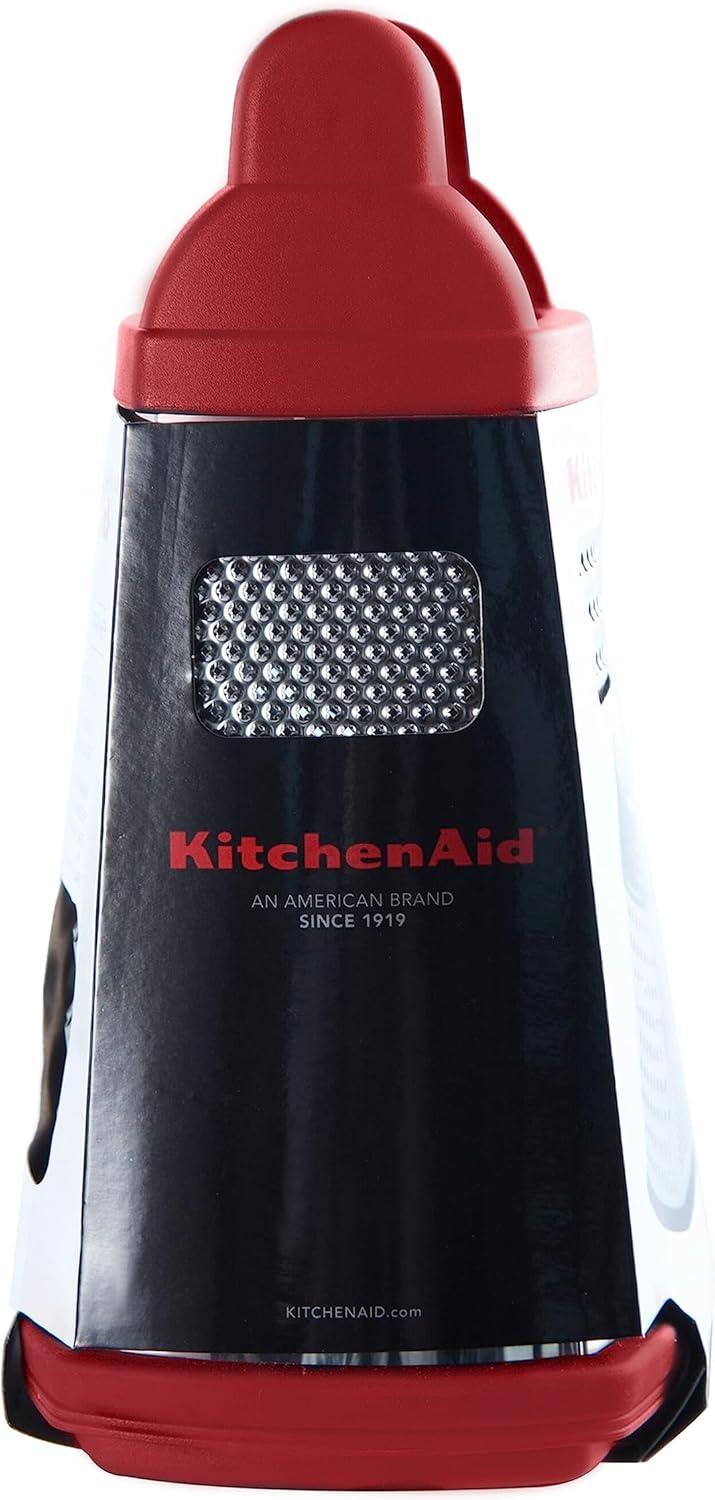 imageKitchenAid Gourmet 4Sided Stainless Steel Box Grater for Fine Medium and Coarse Grate and Slicing Detachable 3 Cup Storage Container and Measurment Markings Dishwasher Safe 10 inches tall BlackRed