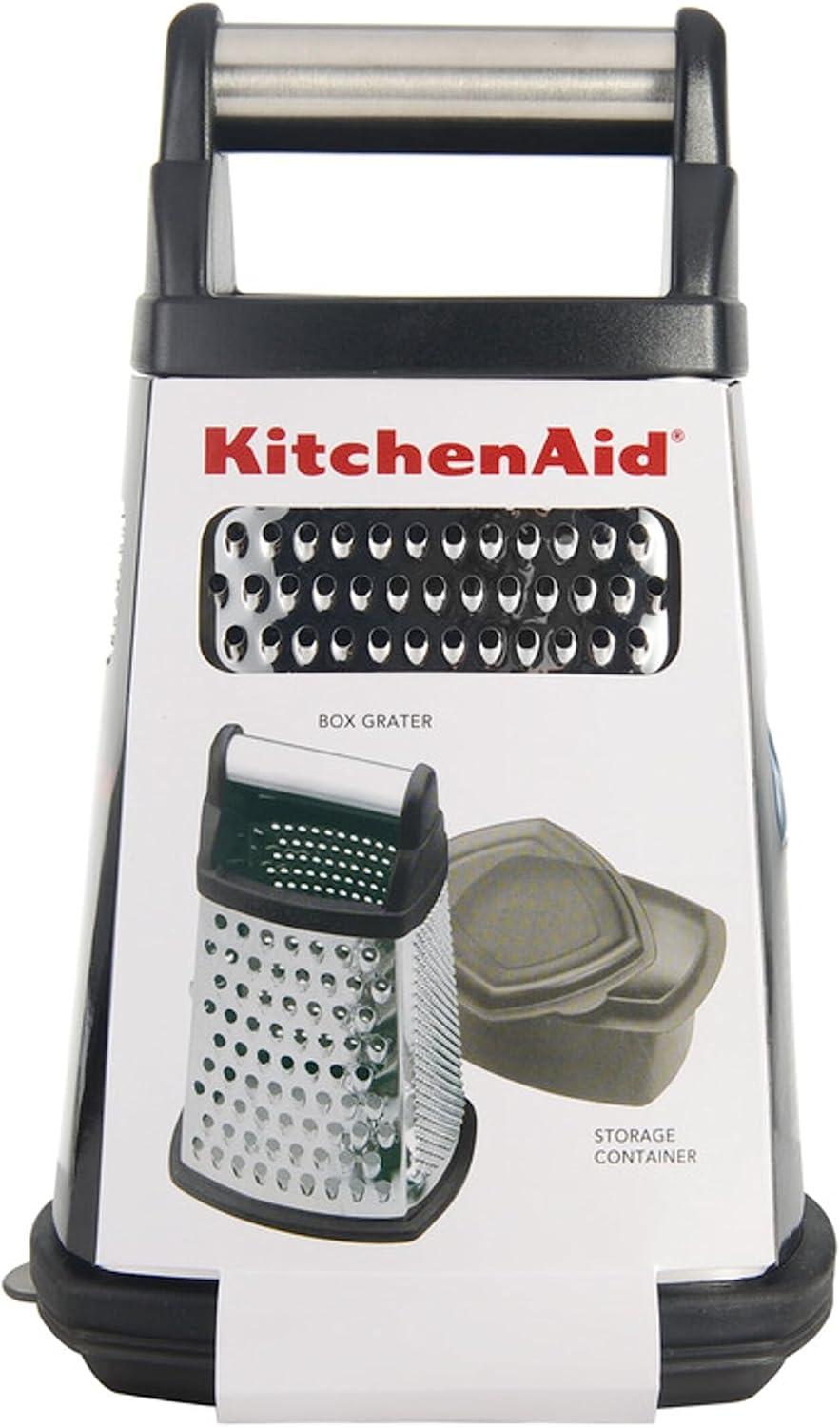 imageKitchenAid Gourmet 4Sided Stainless Steel Box Grater for Fine Medium and Coarse Grate and Slicing Detachable 3 Cup Storage Container and Measurment Markings Dishwasher Safe 10 inches tall BlackBlack