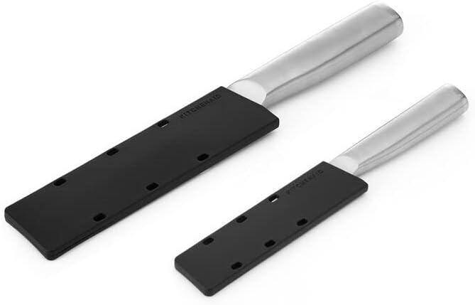 imageKitchenAid Gourmet Forged Stainless Steel Serrated Utility Knife with CustomFit Blade Cover 55inch Sharp Kitchen Knife Brushed Stainless Steel HandleUtility and Paring Knife Set Set