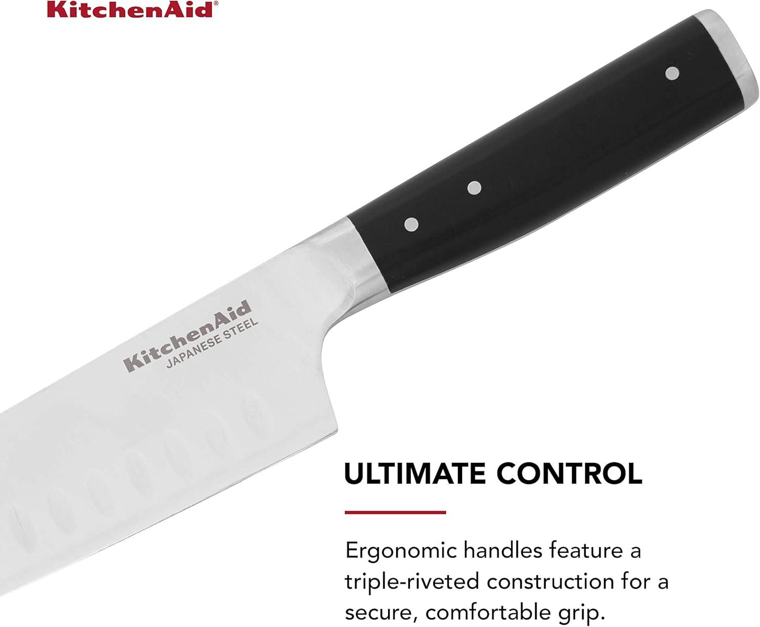 imageKitchenAid Gourmet Forged Triple Rivet Bread Knife with CustomFit Blade Cover 5inch Sharp Kitchen Knife HighCarbon Japanese Stainless Steel Blade Black7