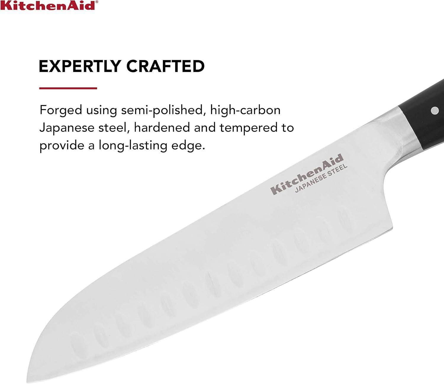 imageKitchenAid Gourmet Forged Triple Rivet Bread Knife with CustomFit Blade Cover 5inch Sharp Kitchen Knife HighCarbon Japanese Stainless Steel Blade Black7