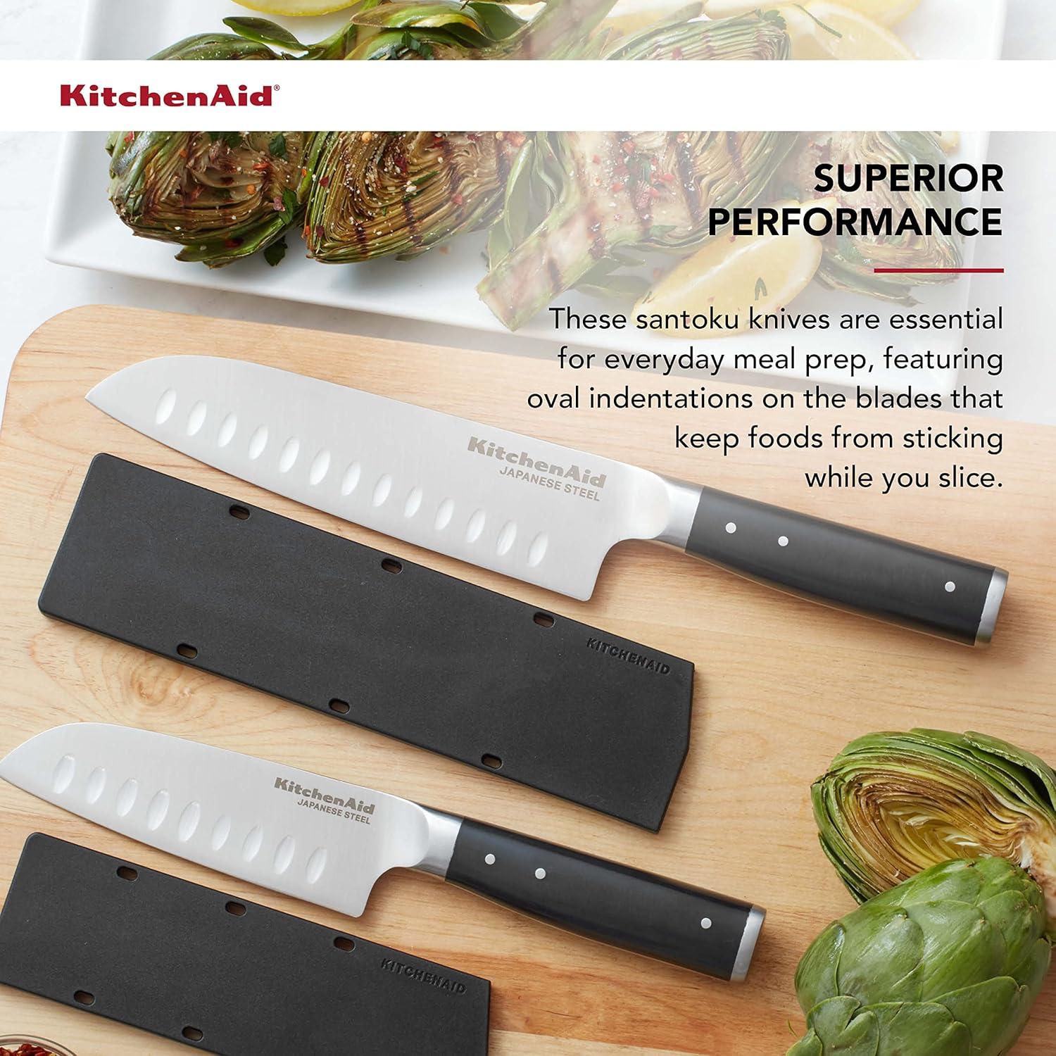 imageKitchenAid Gourmet Forged Triple Rivet Bread Knife with CustomFit Blade Cover 5inch Sharp Kitchen Knife HighCarbon Japanese Stainless Steel Blade Black7