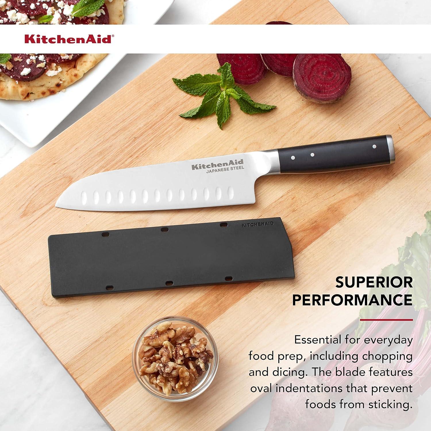 imageKitchenAid Gourmet Forged Triple Rivet Bread Knife with CustomFit Blade Cover 5inch Sharp Kitchen Knife HighCarbon Japanese Stainless Steel Blade Black7