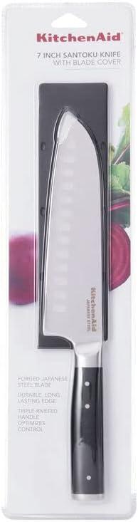 imageKitchenAid Gourmet Forged Triple Rivet Bread Knife with CustomFit Blade Cover 5inch Sharp Kitchen Knife HighCarbon Japanese Stainless Steel Blade Black7