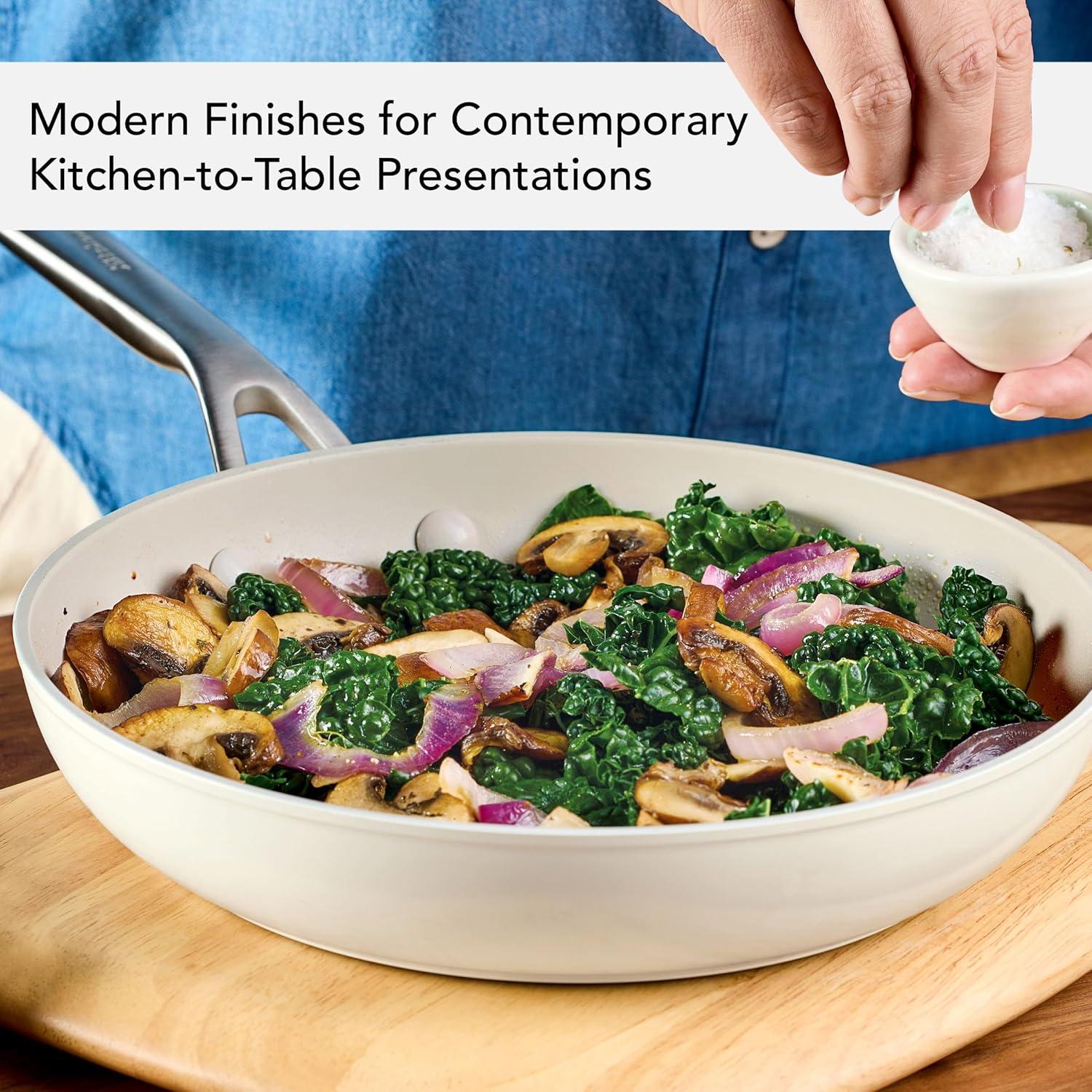 imageKitchenAid Hard Anodized Ceramic Nonstick Cookware Frying PanSkillet 10 Inch Non Stick Fry Pan with Stainless Steel Handle Porcelain White