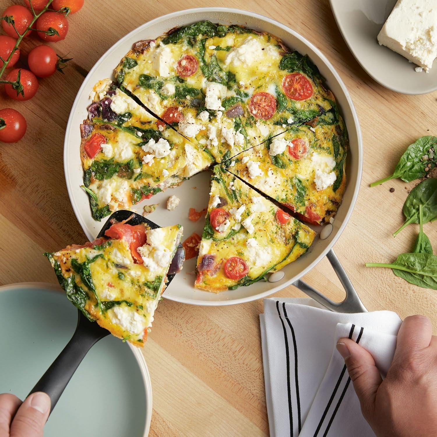 imageKitchenAid Hard Anodized Ceramic Nonstick Cookware Frying PanSkillet 10 Inch Non Stick Fry Pan with Stainless Steel Handle Porcelain White