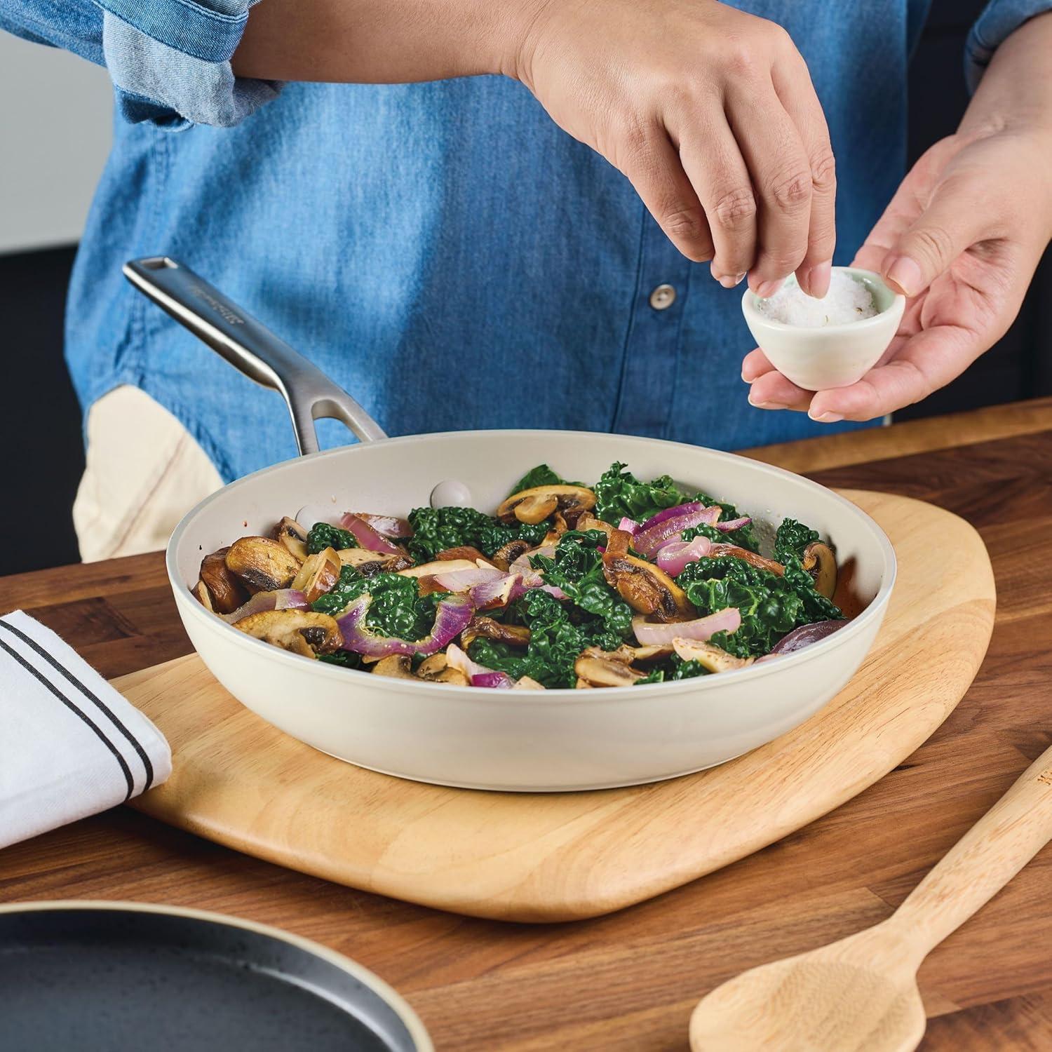 imageKitchenAid Hard Anodized Ceramic Nonstick Cookware Frying PanSkillet 10 Inch Non Stick Fry Pan with Stainless Steel Handle Porcelain White