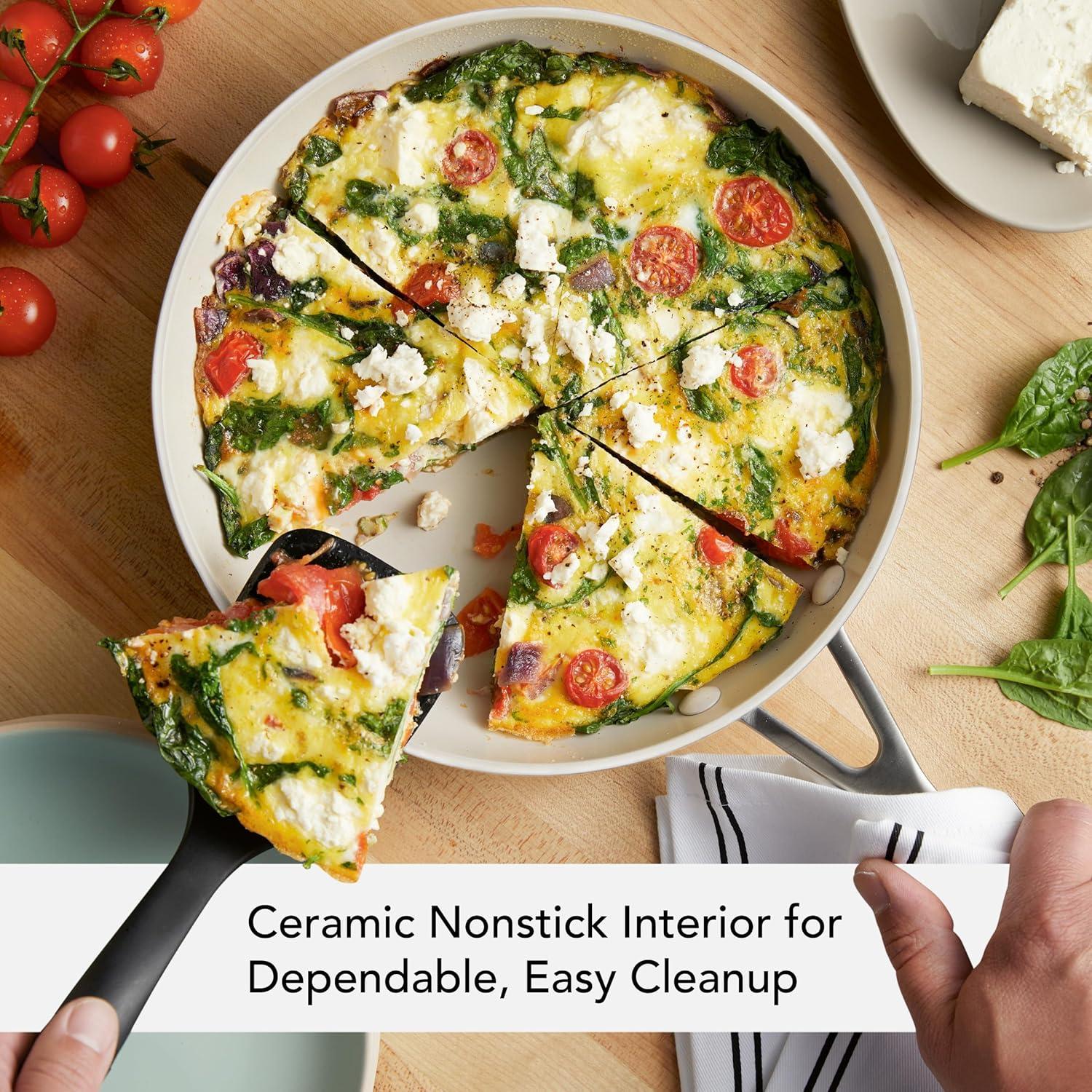 imageKitchenAid Hard Anodized Ceramic Nonstick Cookware Frying PanSkillet 10 Inch Non Stick Fry Pan with Stainless Steel Handle Porcelain White