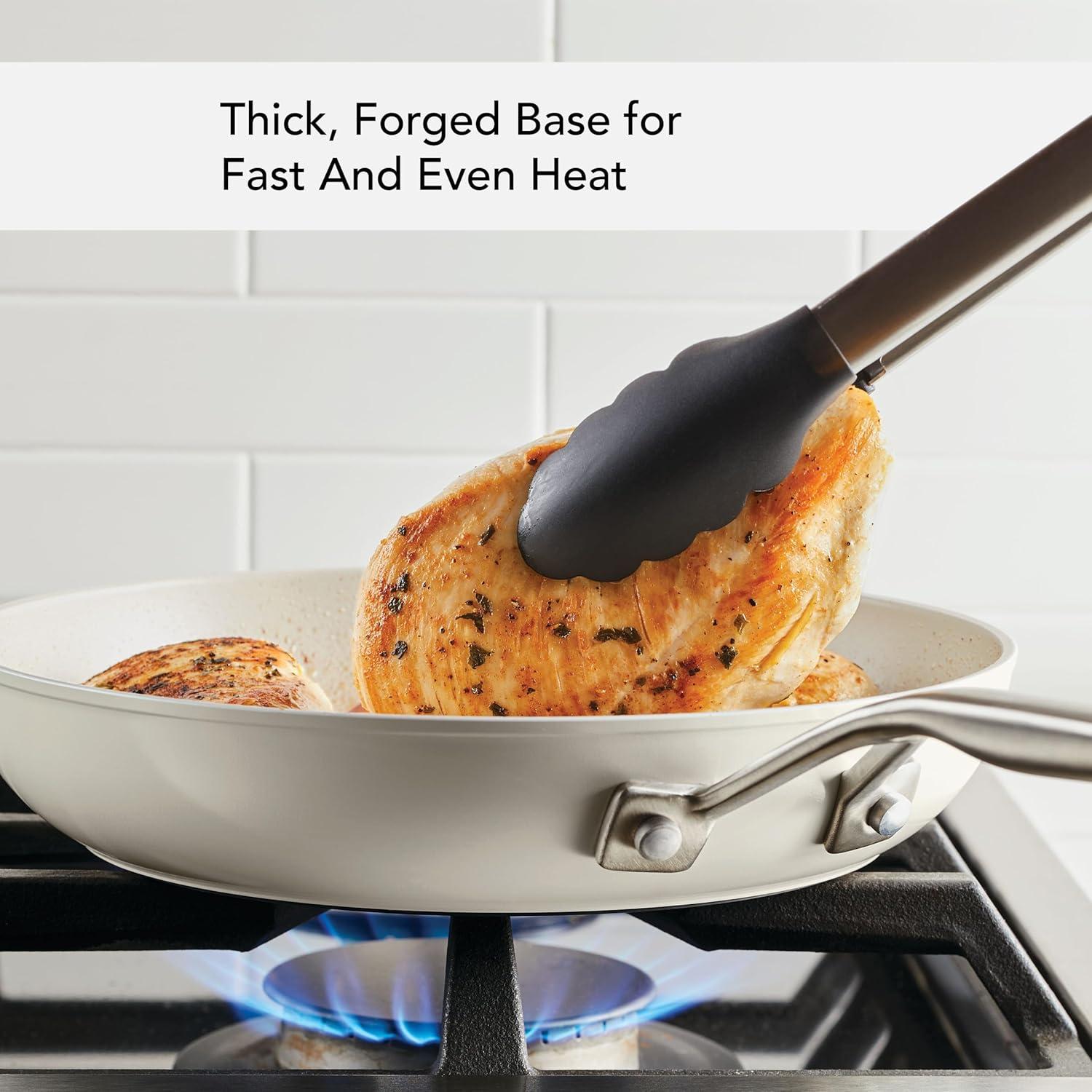 imageKitchenAid Hard Anodized Ceramic Nonstick Cookware Frying PanSkillet 10 Inch Non Stick Fry Pan with Stainless Steel Handle Porcelain White