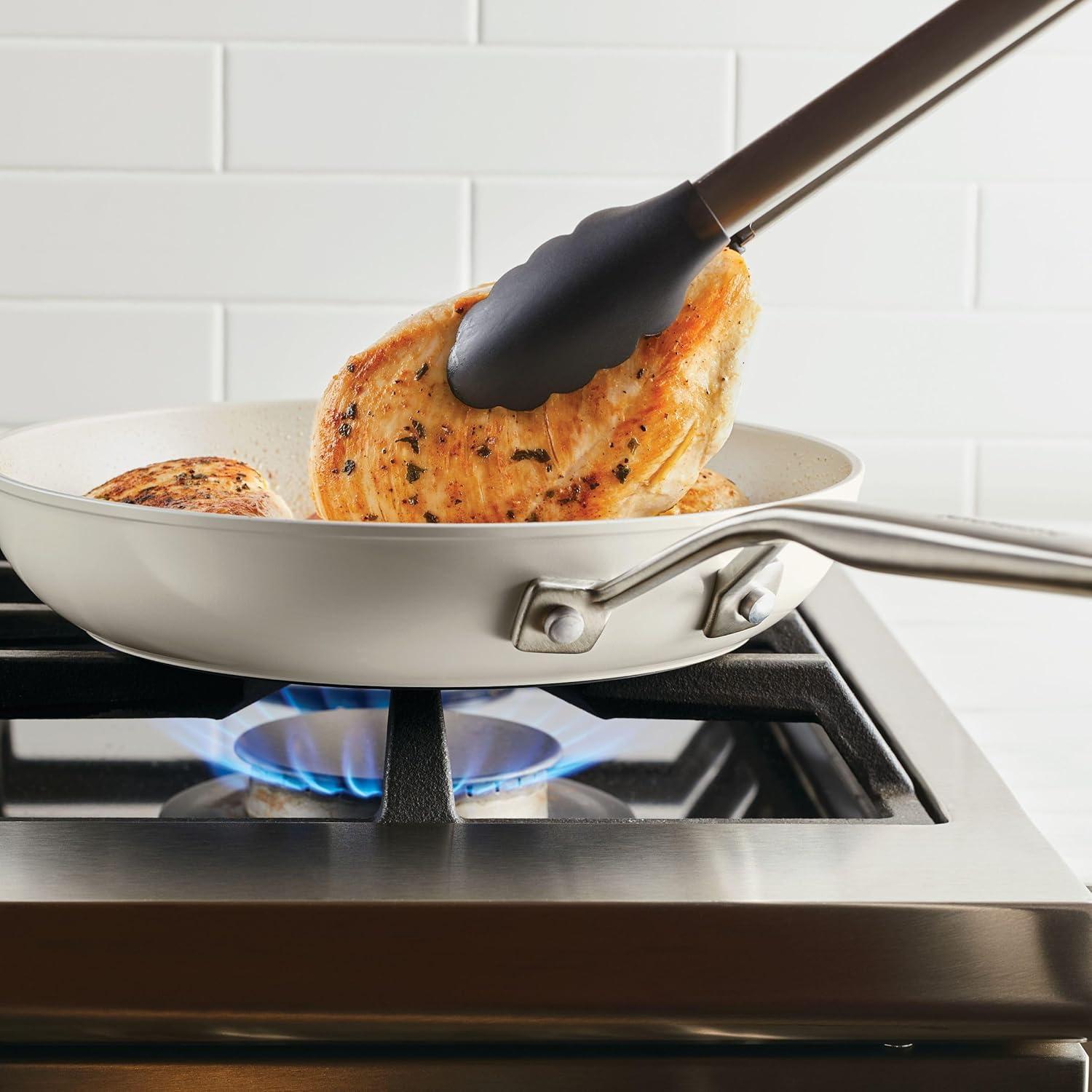 imageKitchenAid Hard Anodized Ceramic Nonstick Cookware Frying PanSkillet 10 Inch Non Stick Fry Pan with Stainless Steel Handle Porcelain White