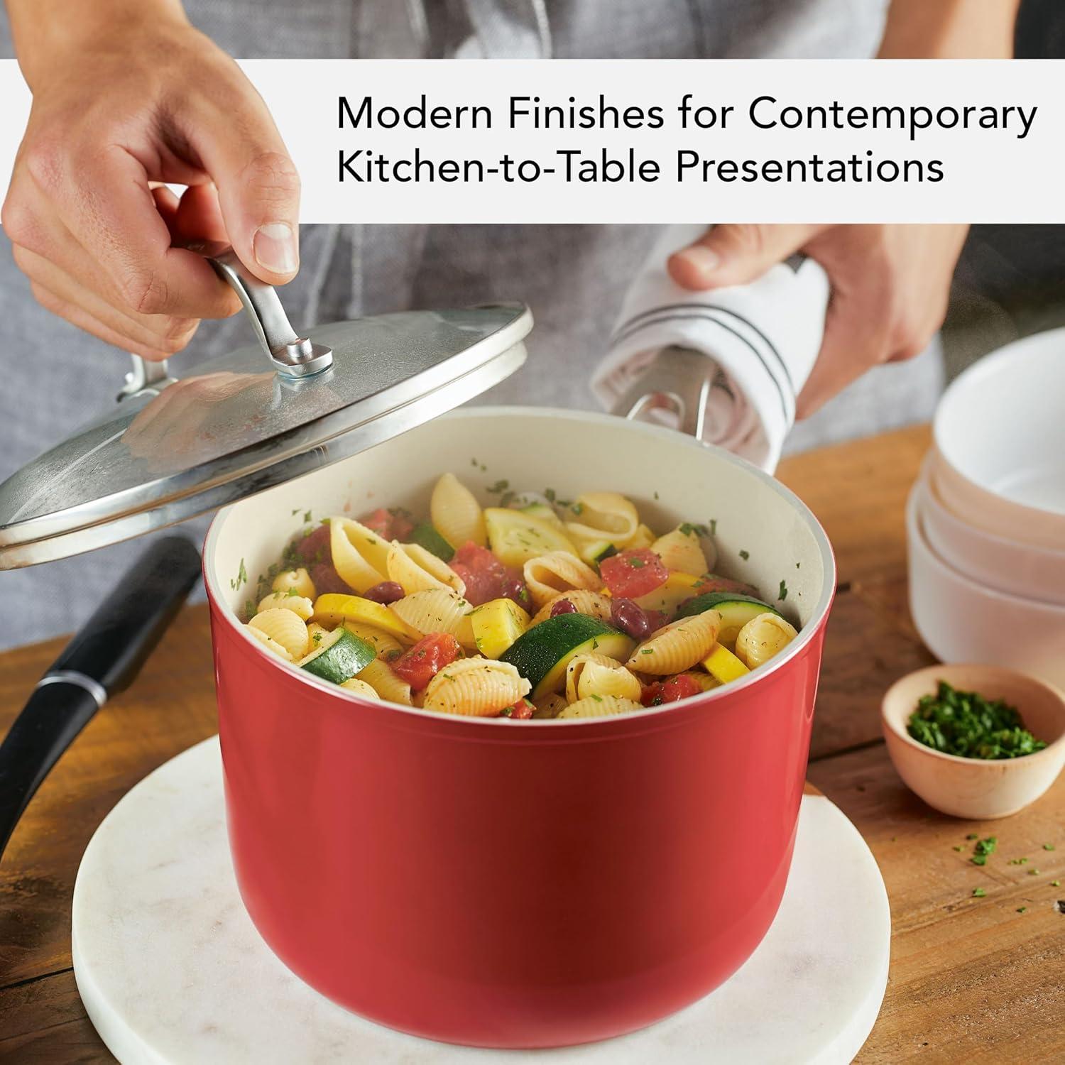 imageKitchenAid Hard Anodized Ceramic Nonstick Cookware Sauce Pan with Lid 3 Quart Empire Red