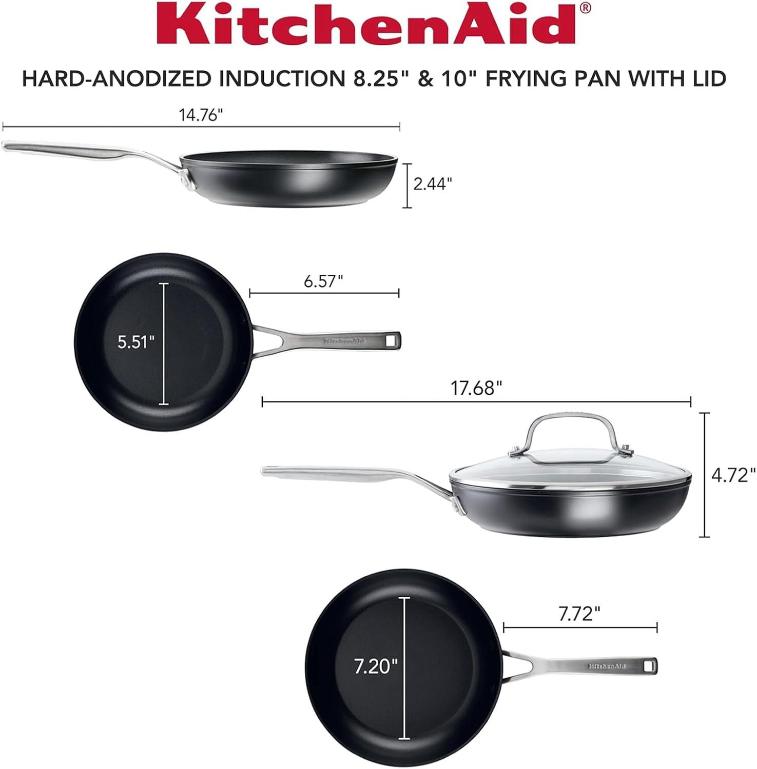 imageKitchenAid Hard Anodized Induction Nonstick Cookware Pots and Pans Set 10 Piece Matte BlackSkillet Set 3 Piece