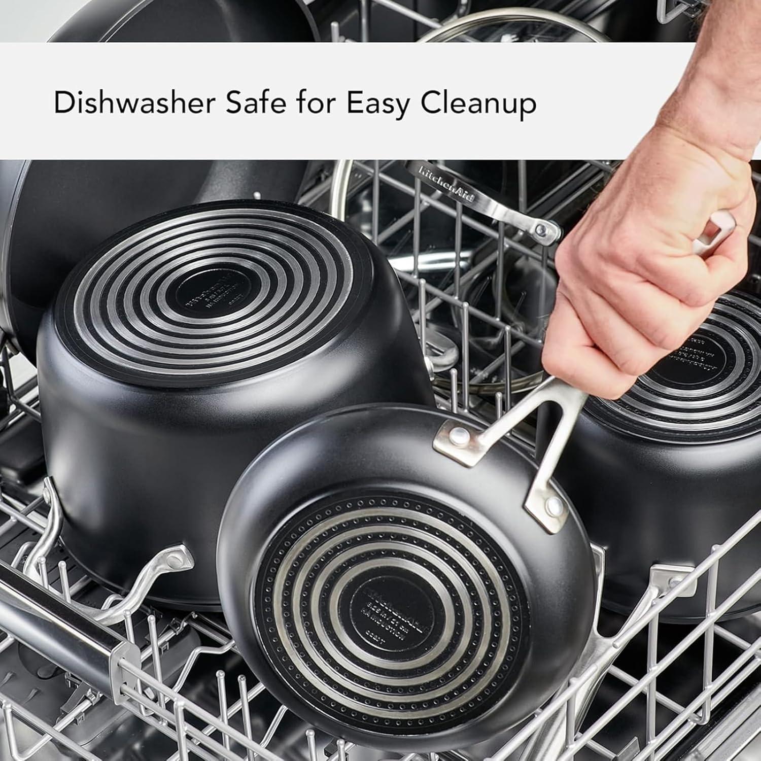 imageKitchenAid Hard Anodized Induction Nonstick Cookware Pots and Pans Set 10 Piece Matte BlackSkillet Set 3 Piece