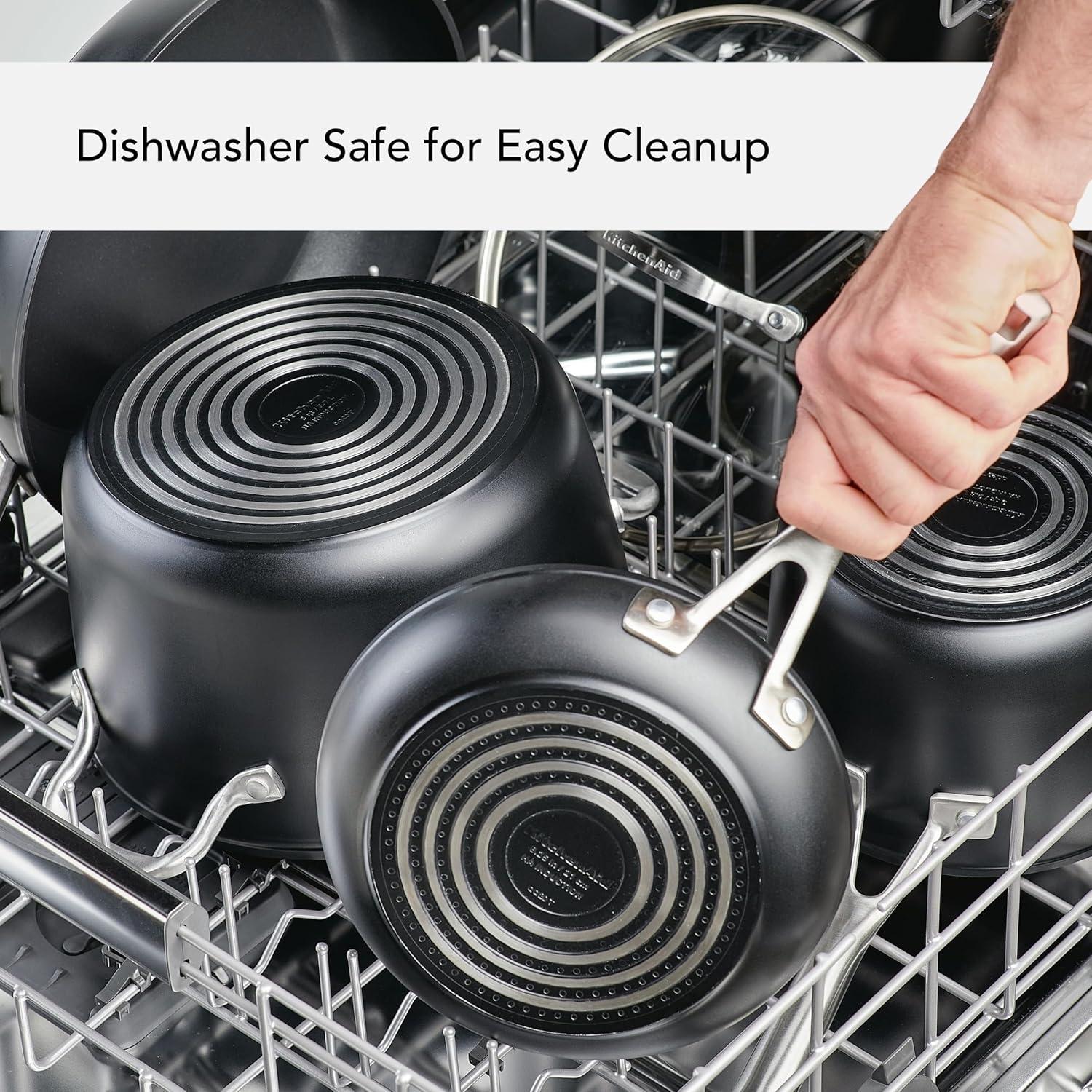 imageKitchenAid Hard Anodized Induction Nonstick Cookware Pots and Pans Set 10 Piece Matte BlackSkillet Set 4 Piece