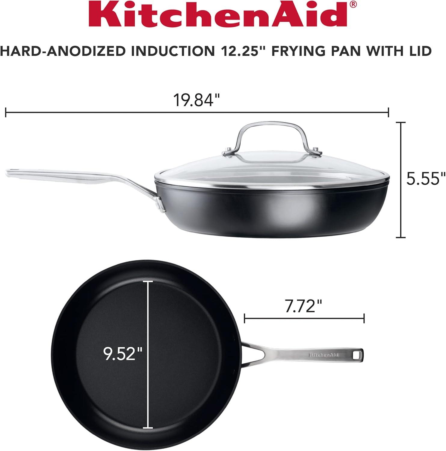 imageKitchenAid Hard Anodized Induction Nonstick Cookware Pots and Pans Set 10 Piece Matte BlackSkillet Set 4 Piece